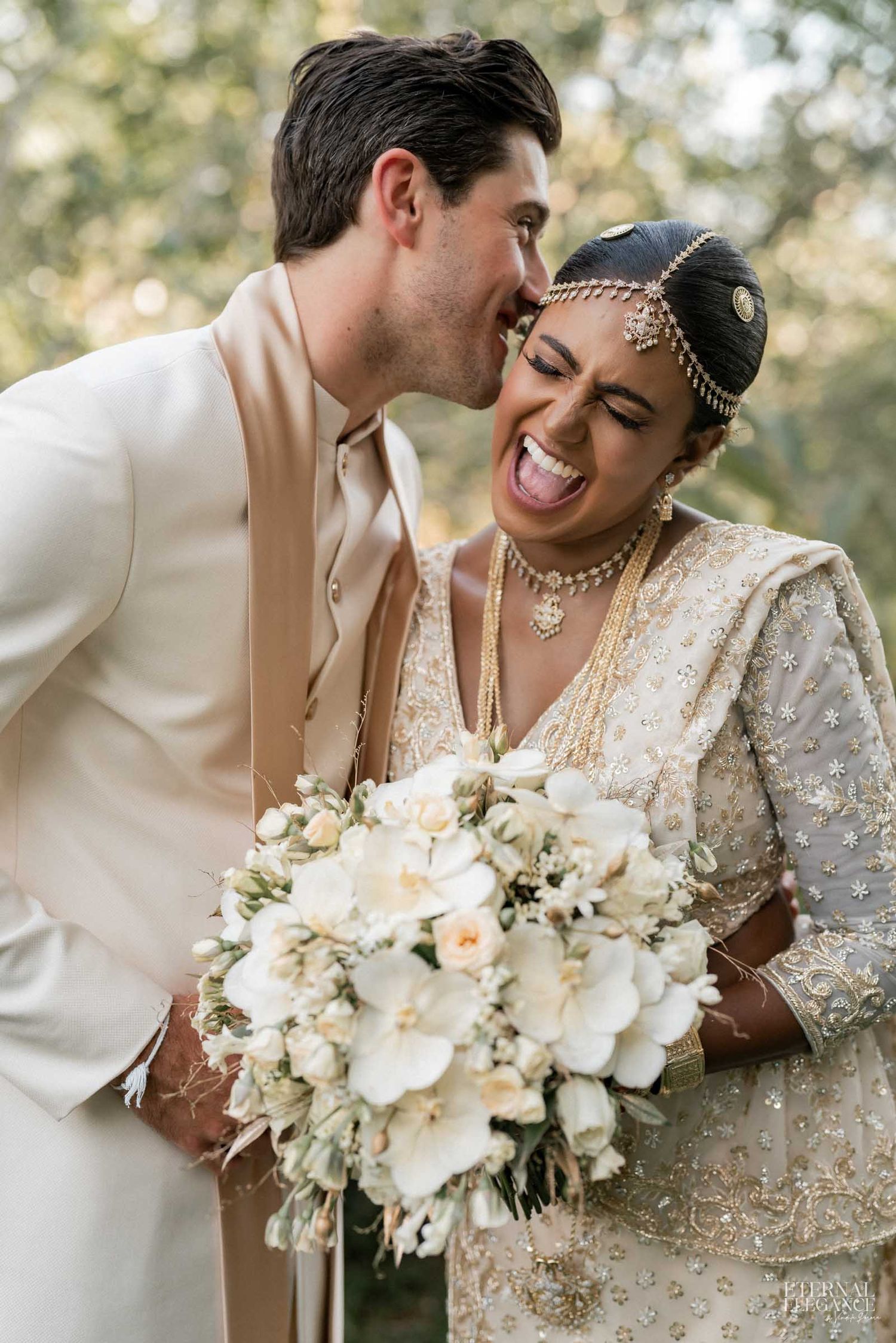 Candid destination wedding moment between bride and groom Natural wedding moments captured in Sri Lanka wedding photography