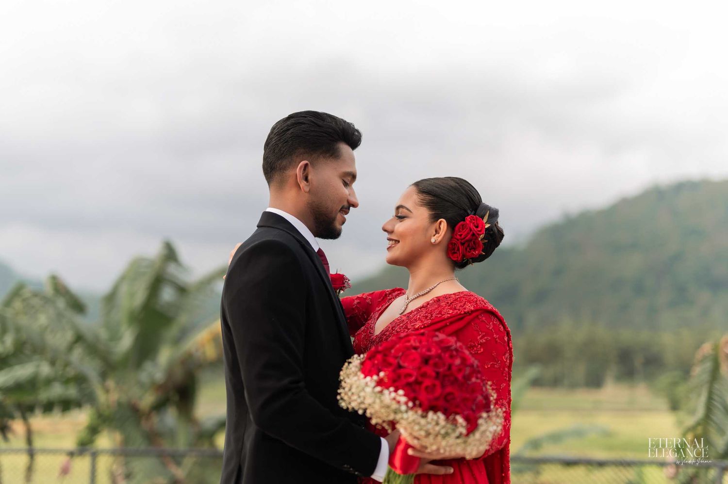 Candid wedding moment portrait between bride and groom Natural wedding moments captured in Sri Lanka