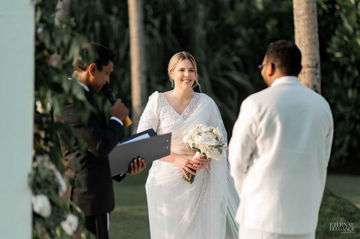 Candid destination wedding moment between bride and groom in Sri Lanka Natural wedding moments captured in Sri Lanka wedding photography