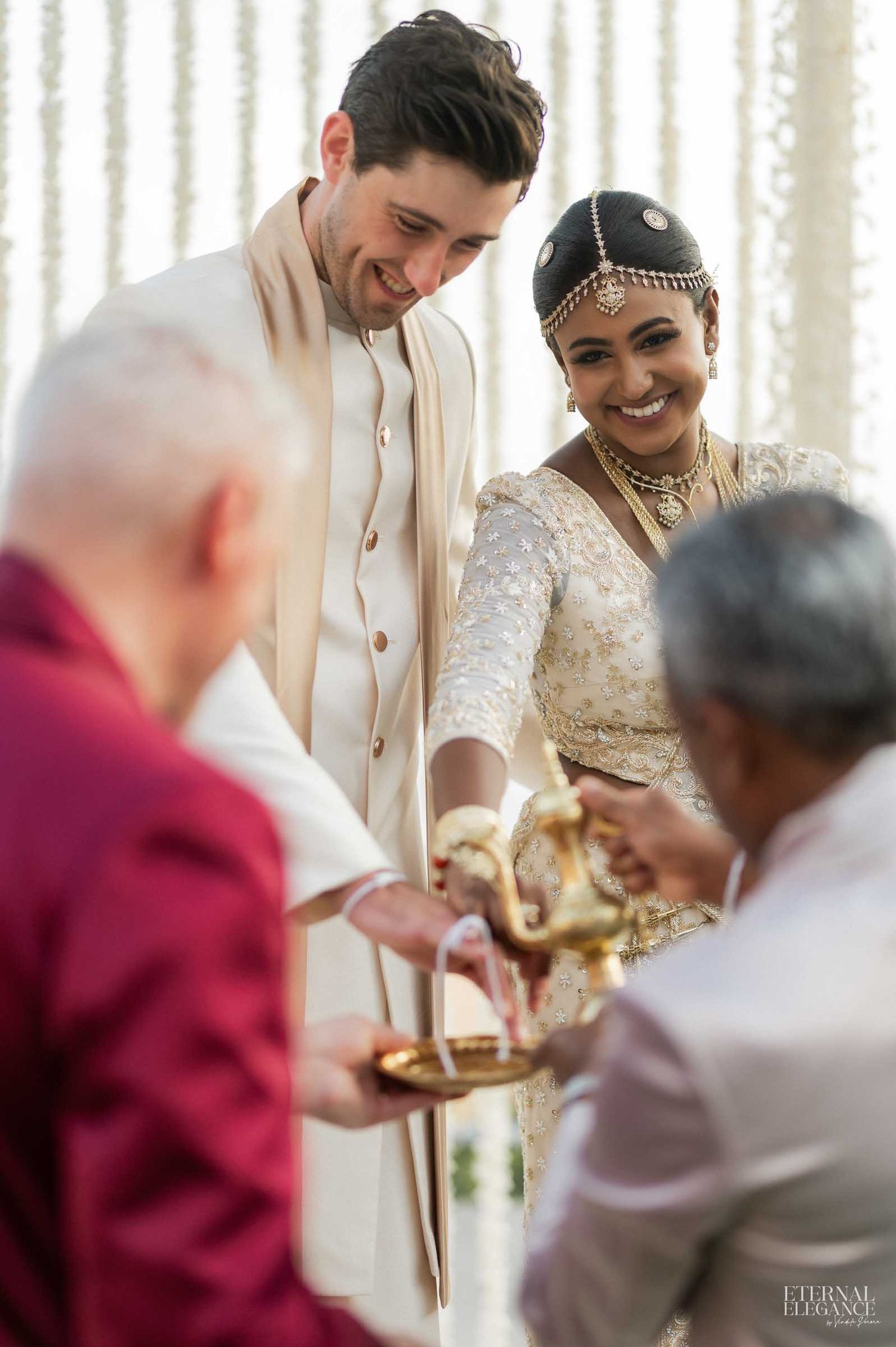 Candid destination wedding moment between bride and groom Natural wedding moments captured in Sri Lanka wedding photography