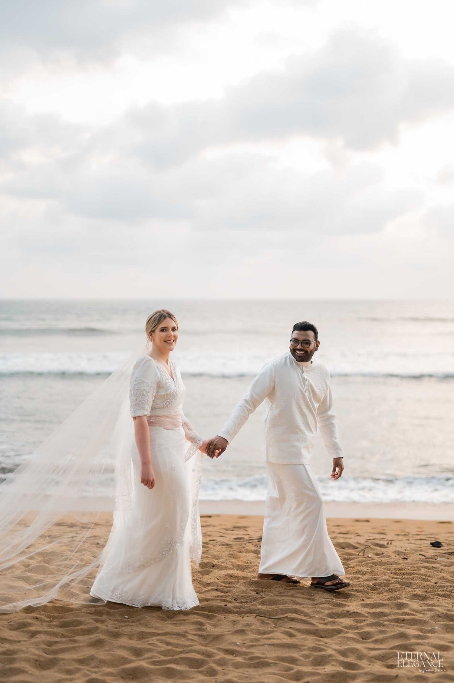 Candid destination wedding moment between bride and groom in Sri Lanka Natural wedding moments captured in Sri Lanka wedding photography