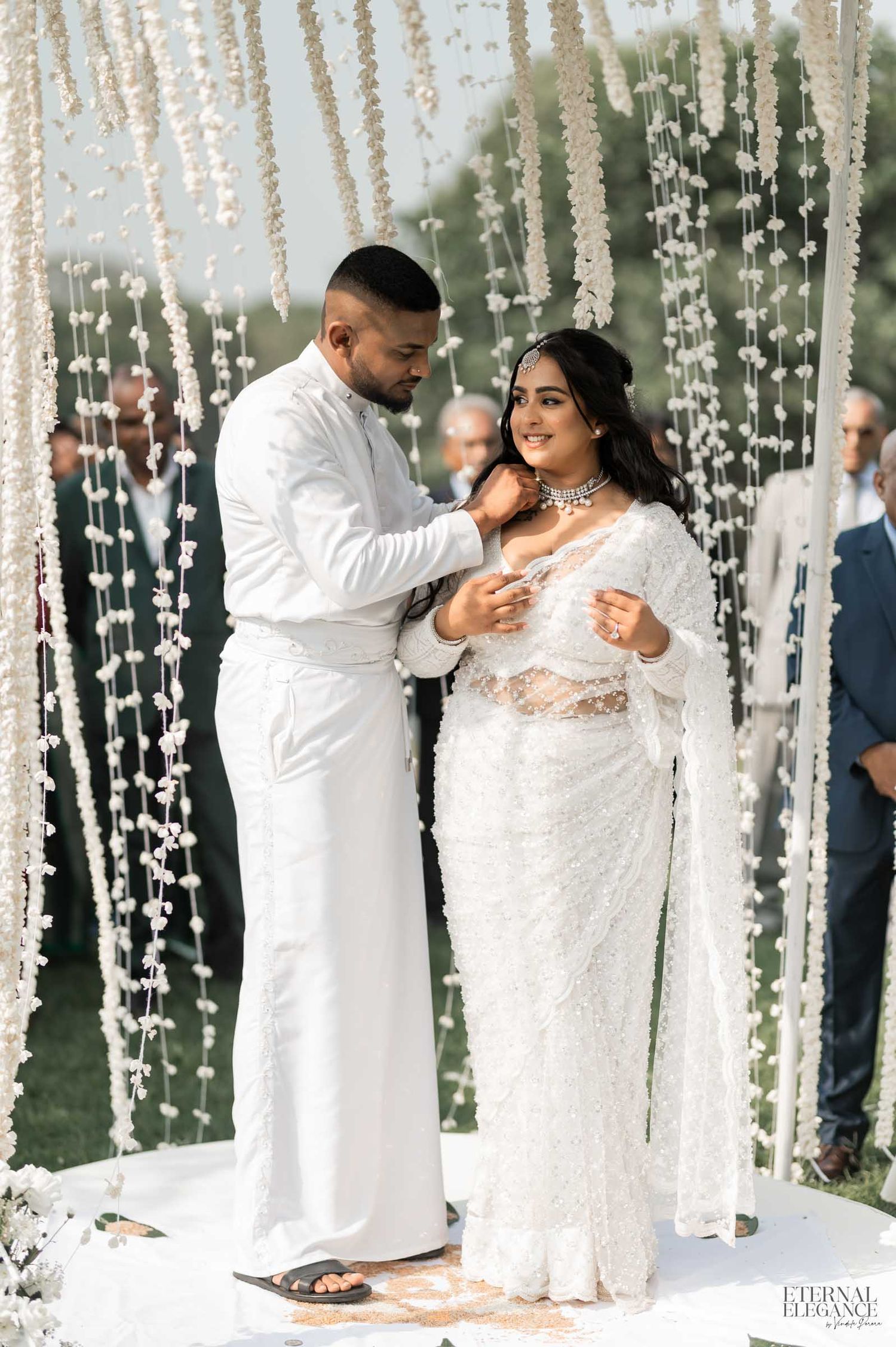 Candid destination wedding moment between bride and groom in Sri Lanka Natural wedding moments captured in Sri Lanka wedding photography