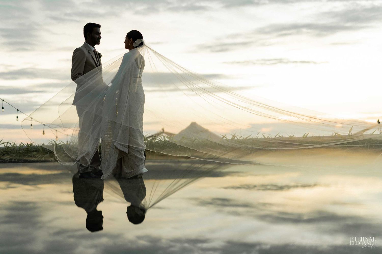 Candid wedding moment between bride and groom in Sri Lanka Natural wedding moments captured in Sri Lanka  Sunset