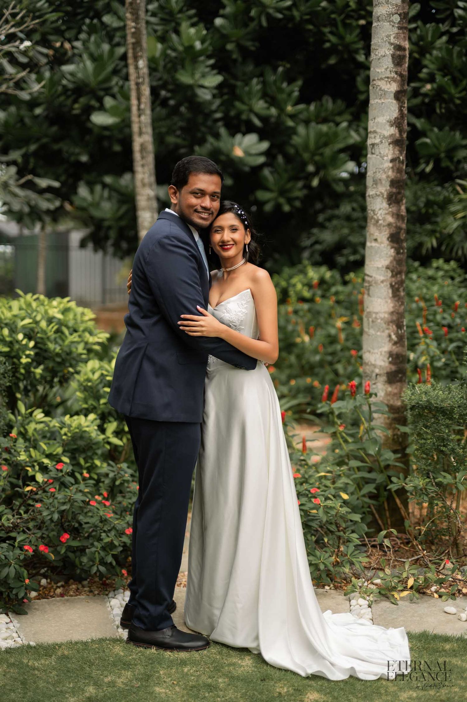 Candid wedding moment portrait between bride and groom Natural wedding moments captured in Sri Lanka