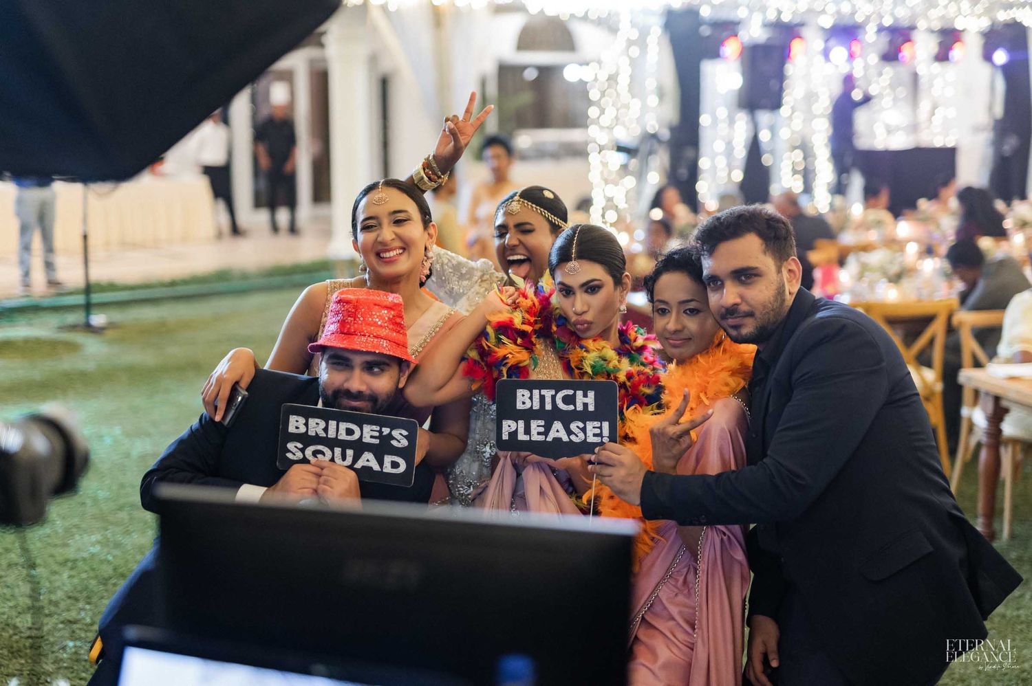 Candid destination wedding moment between bride and groom Natural wedding moments captured in Sri Lanka wedding photography reception