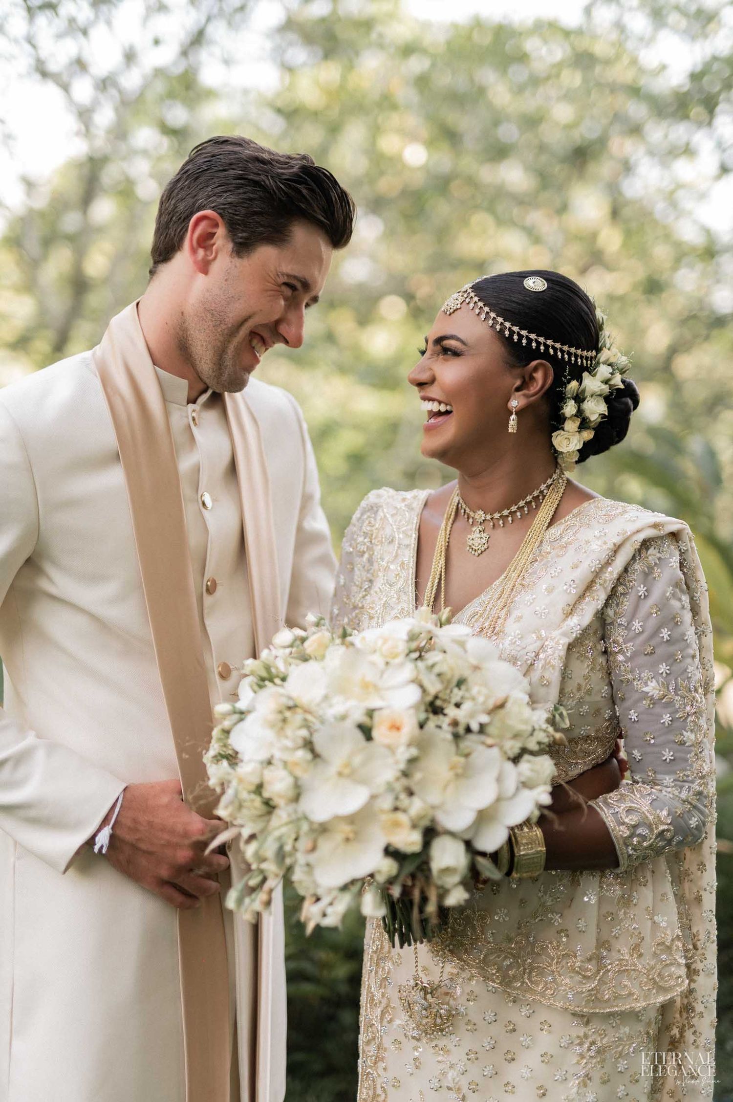 Candid destination wedding moment between bride and groom Natural wedding moments captured in Sri Lanka wedding photography