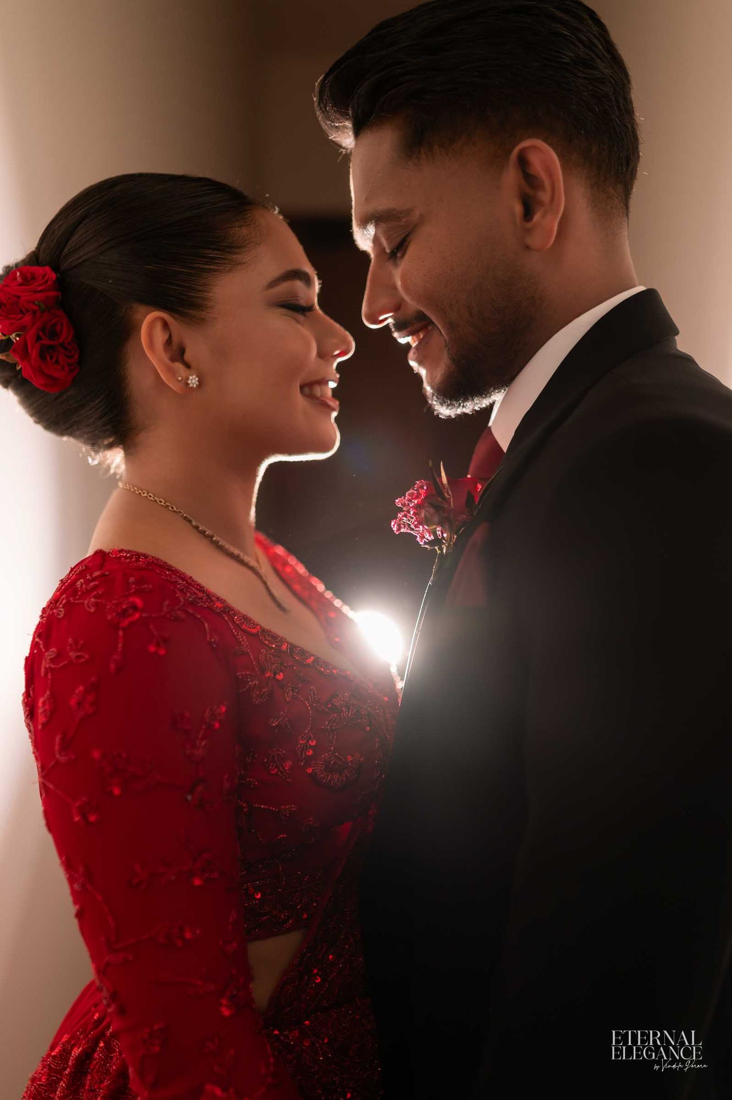 Candid wedding moment portrait between bride and groom Natural wedding moments captured in Sri Lanka