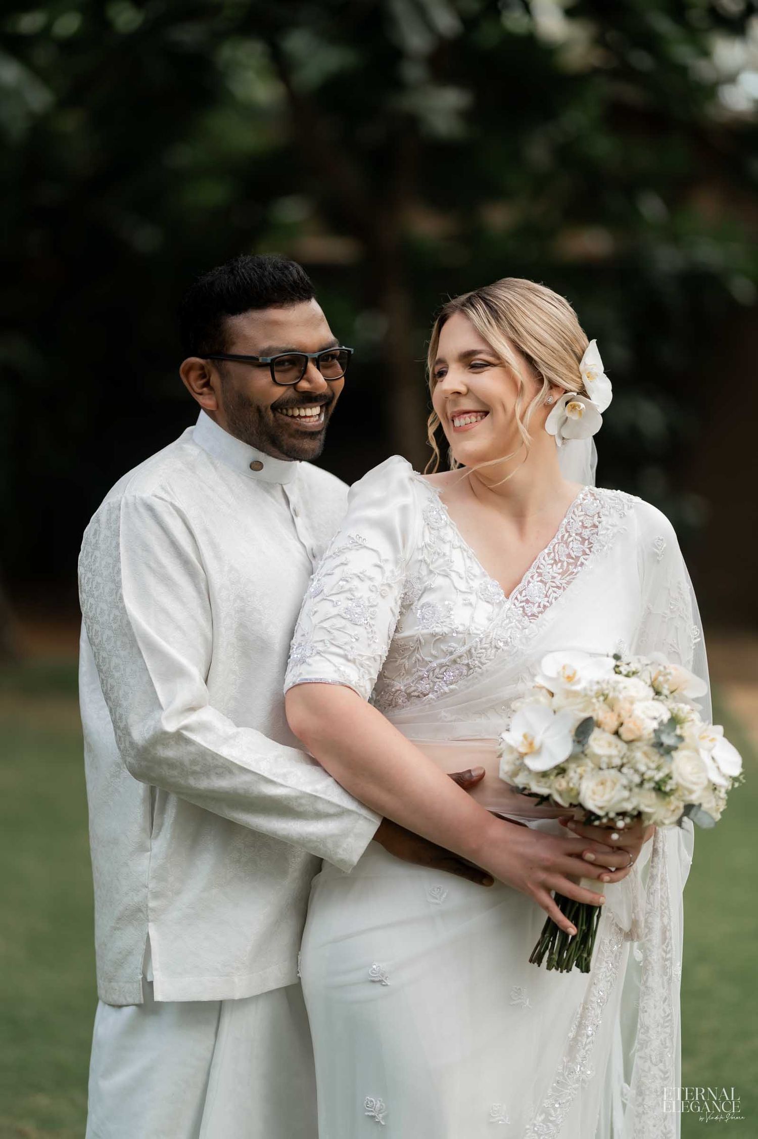 Candid destination wedding moment between bride and groom in Sri Lanka Natural wedding moments captured in Sri Lanka wedding photography