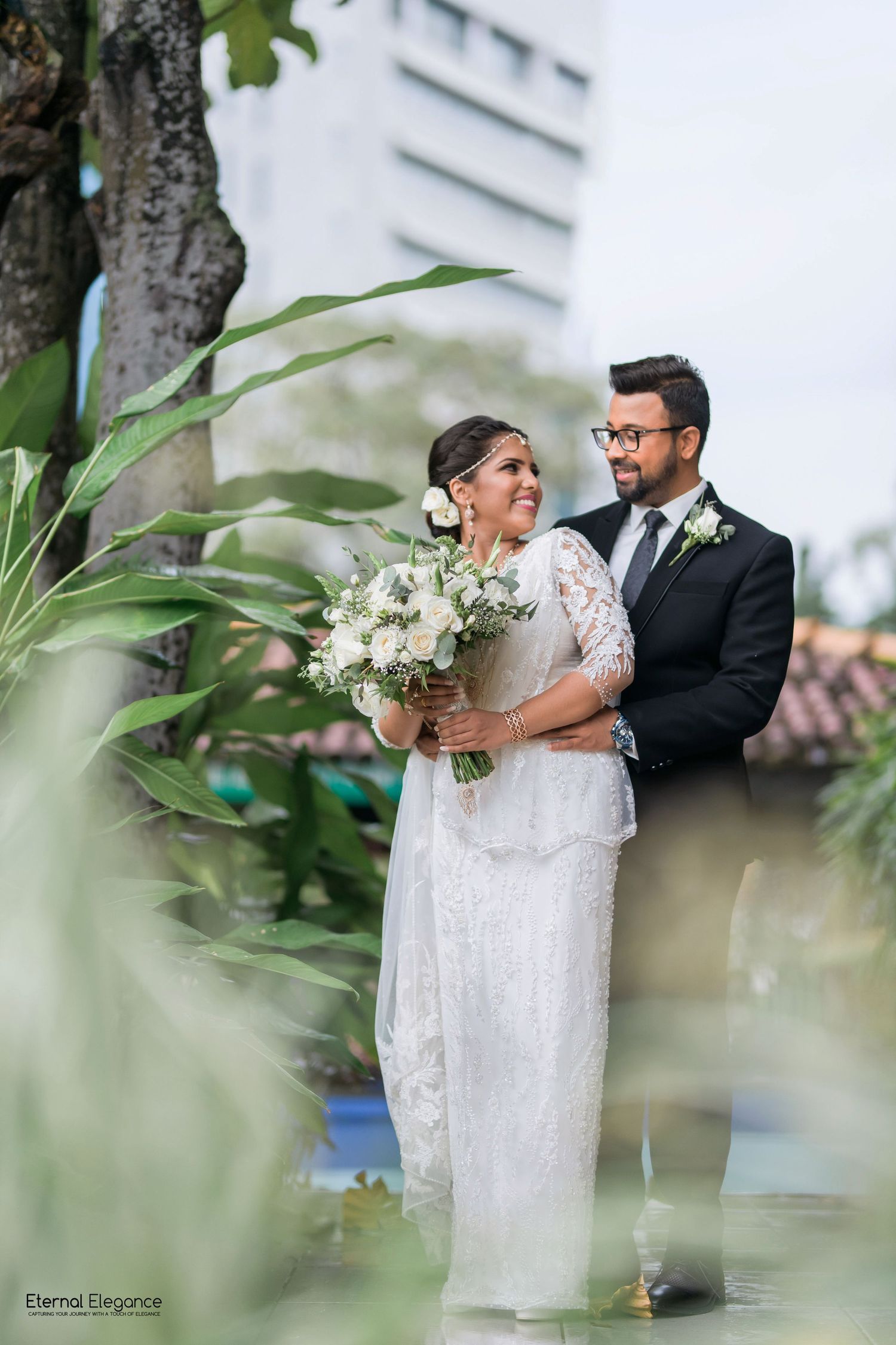 Candid destination wedding moment between bride and groom Natural wedding moments captured in Sri Lanka wedding photography