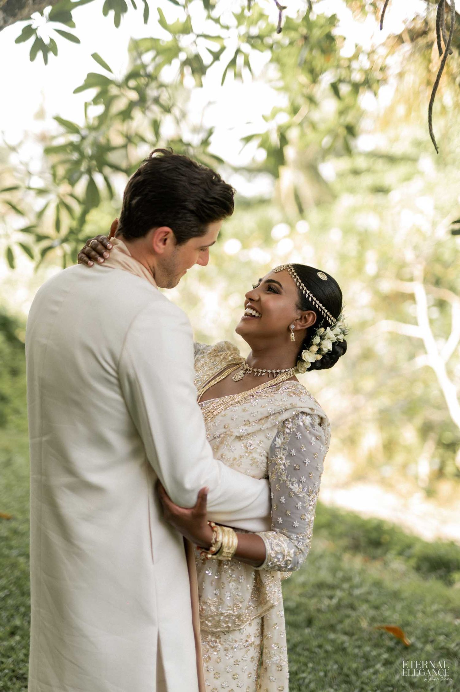 Candid destination wedding moment between bride and groom Natural wedding moments captured in Sri Lanka wedding photography