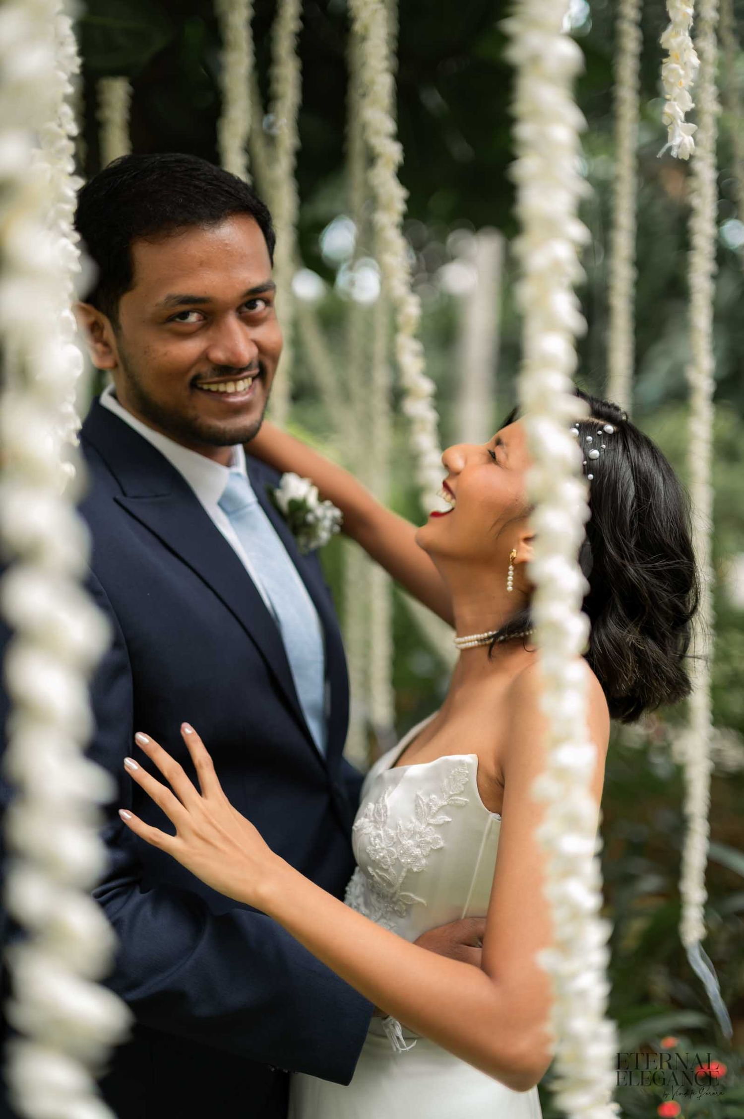 Candid wedding moment portrait between bride and groom Natural wedding moments captured in Sri Lanka
