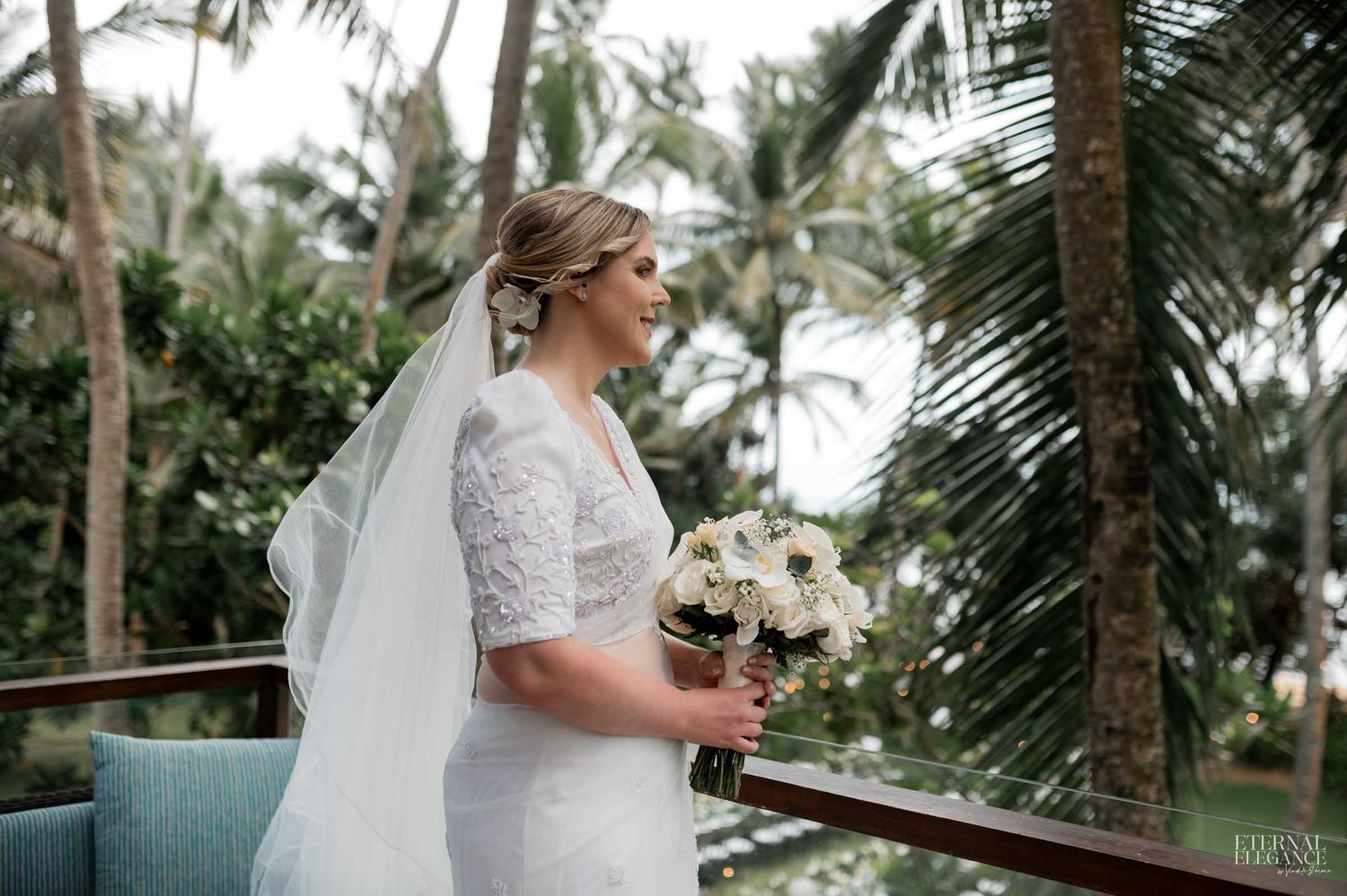 Candid destination wedding moment between bride and groom in Sri Lanka Natural wedding moments captured in Sri Lanka wedding photography