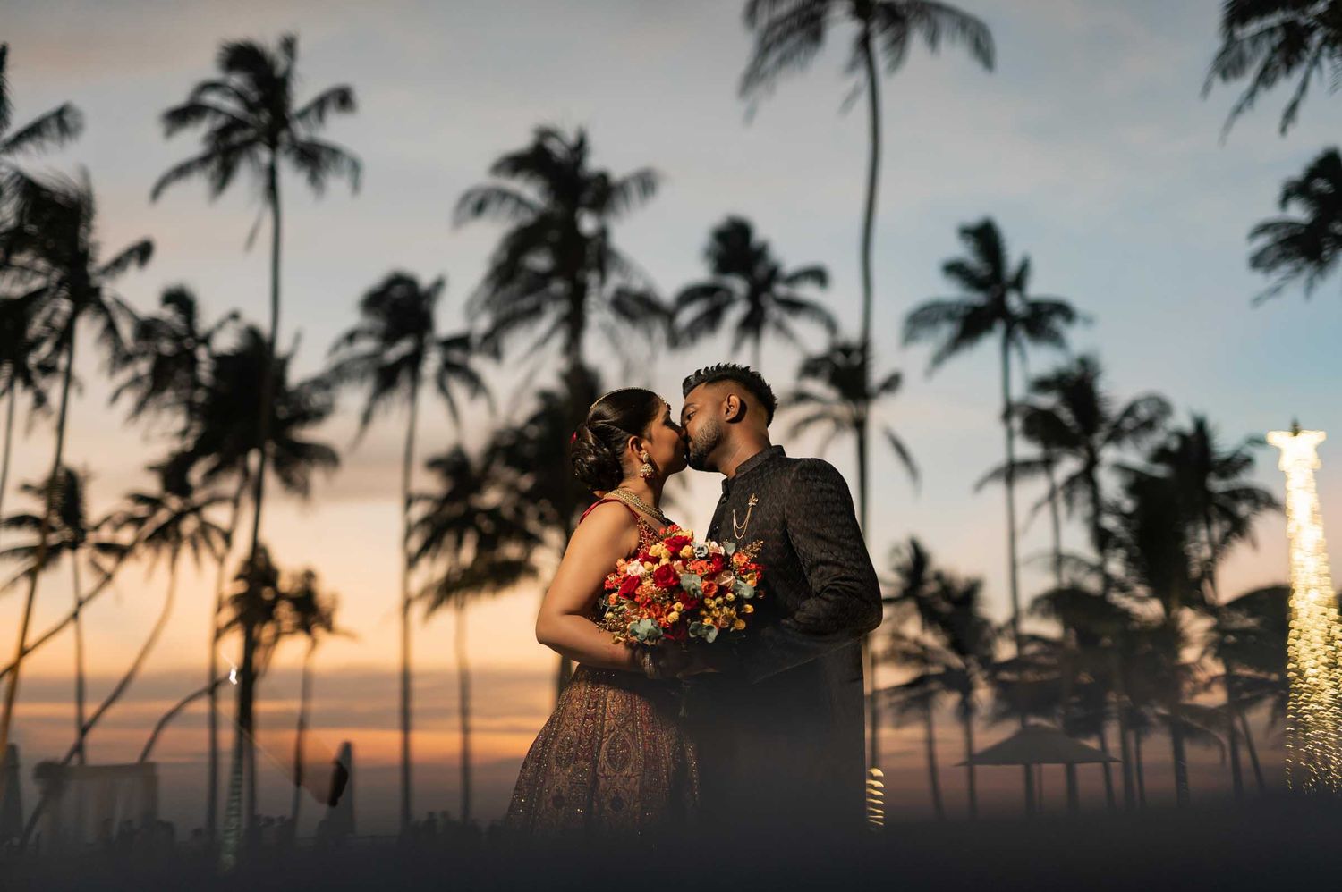 Romantic wedding couple portrait in Sri Lanka