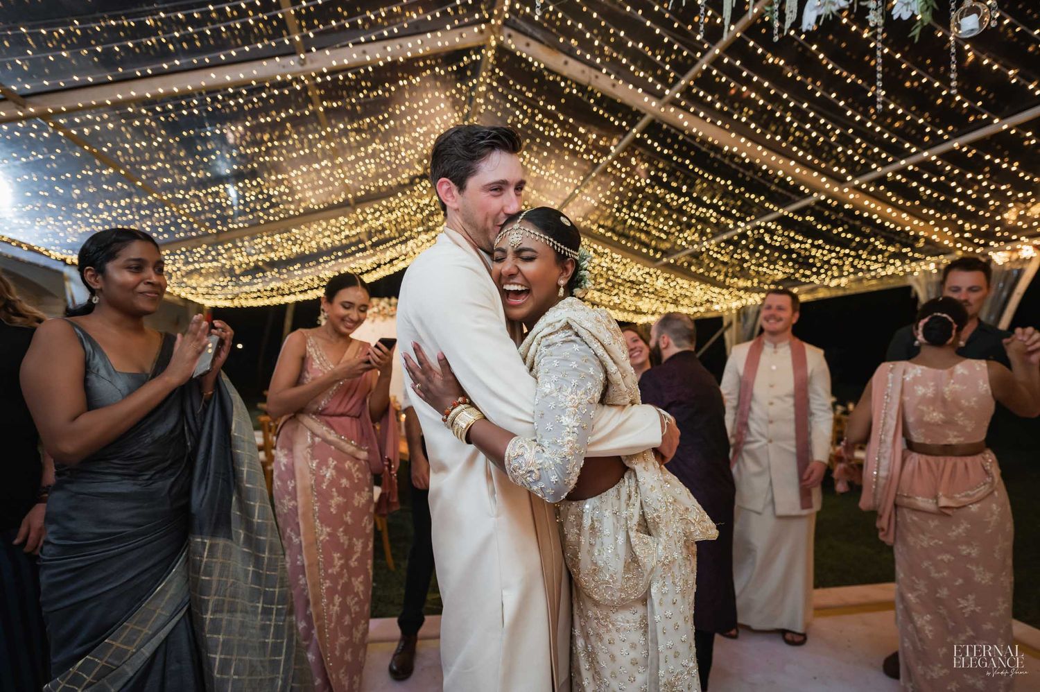 Candid destination wedding moment between bride and groom Natural wedding moments captured in Sri Lanka wedding photography