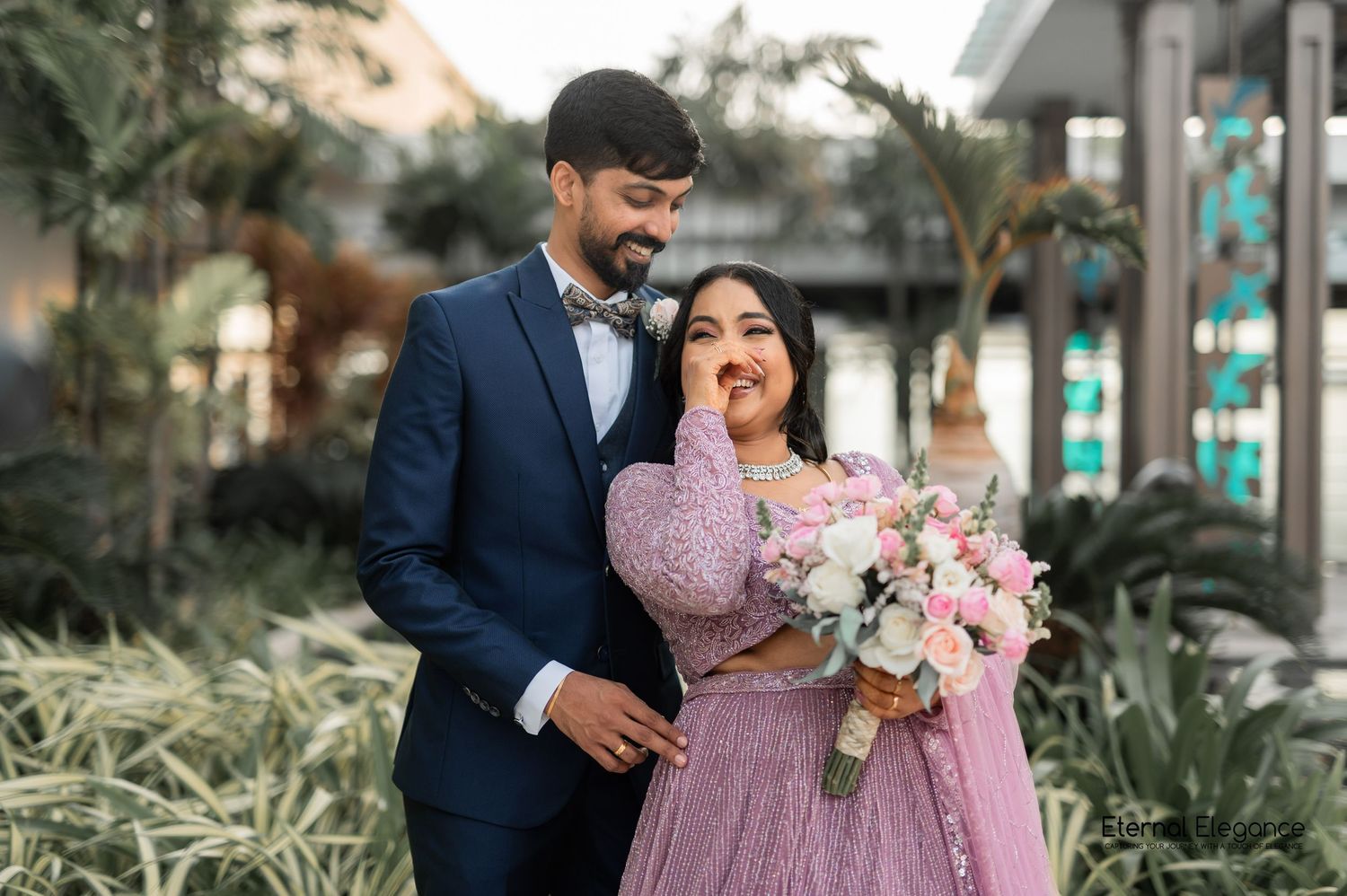 Candid destination wedding moment between bride and groom Natural wedding moments captured in Sri Lanka wedding photography