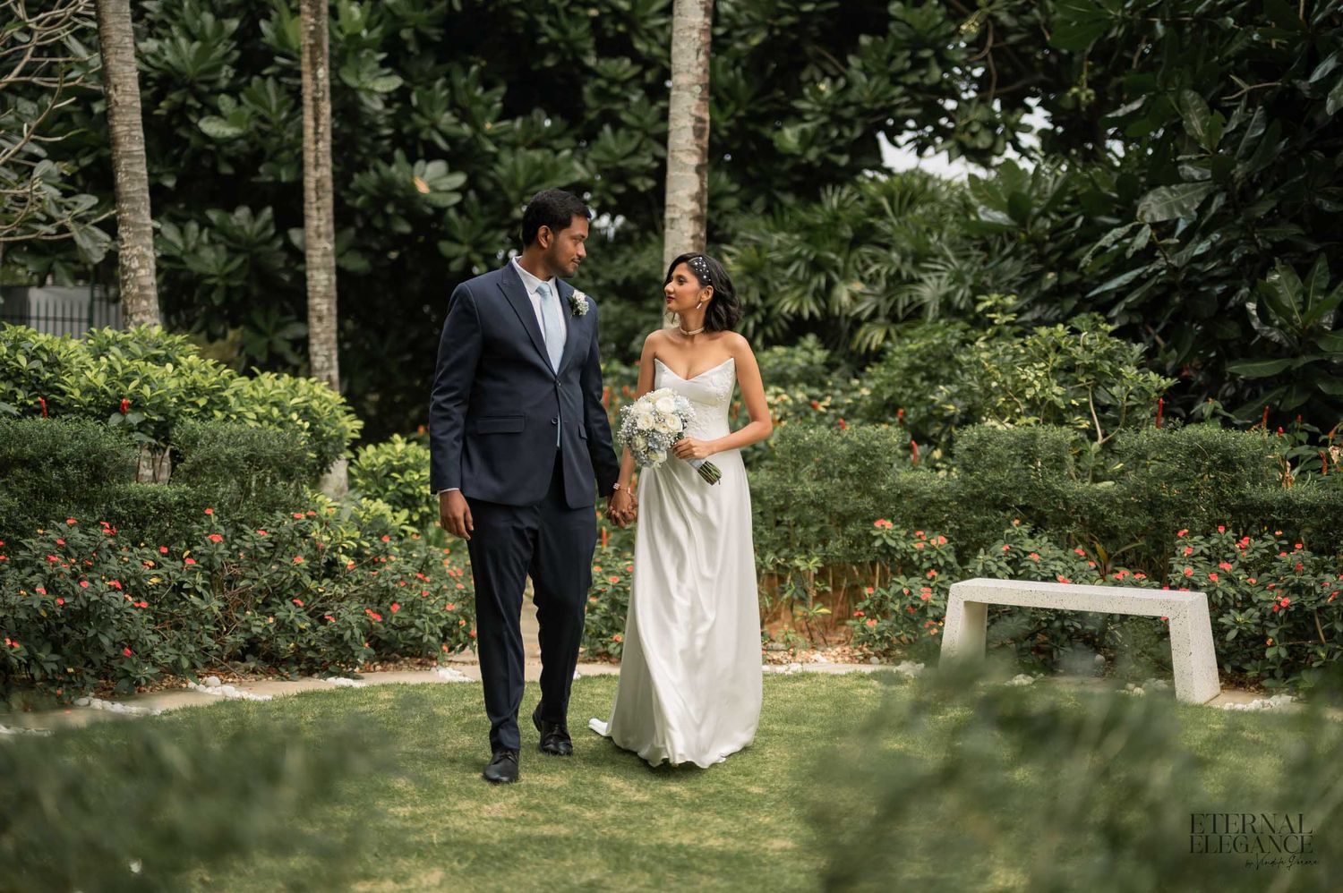 Candid wedding moment portrait between bride and groom Natural wedding moments captured in Sri Lanka