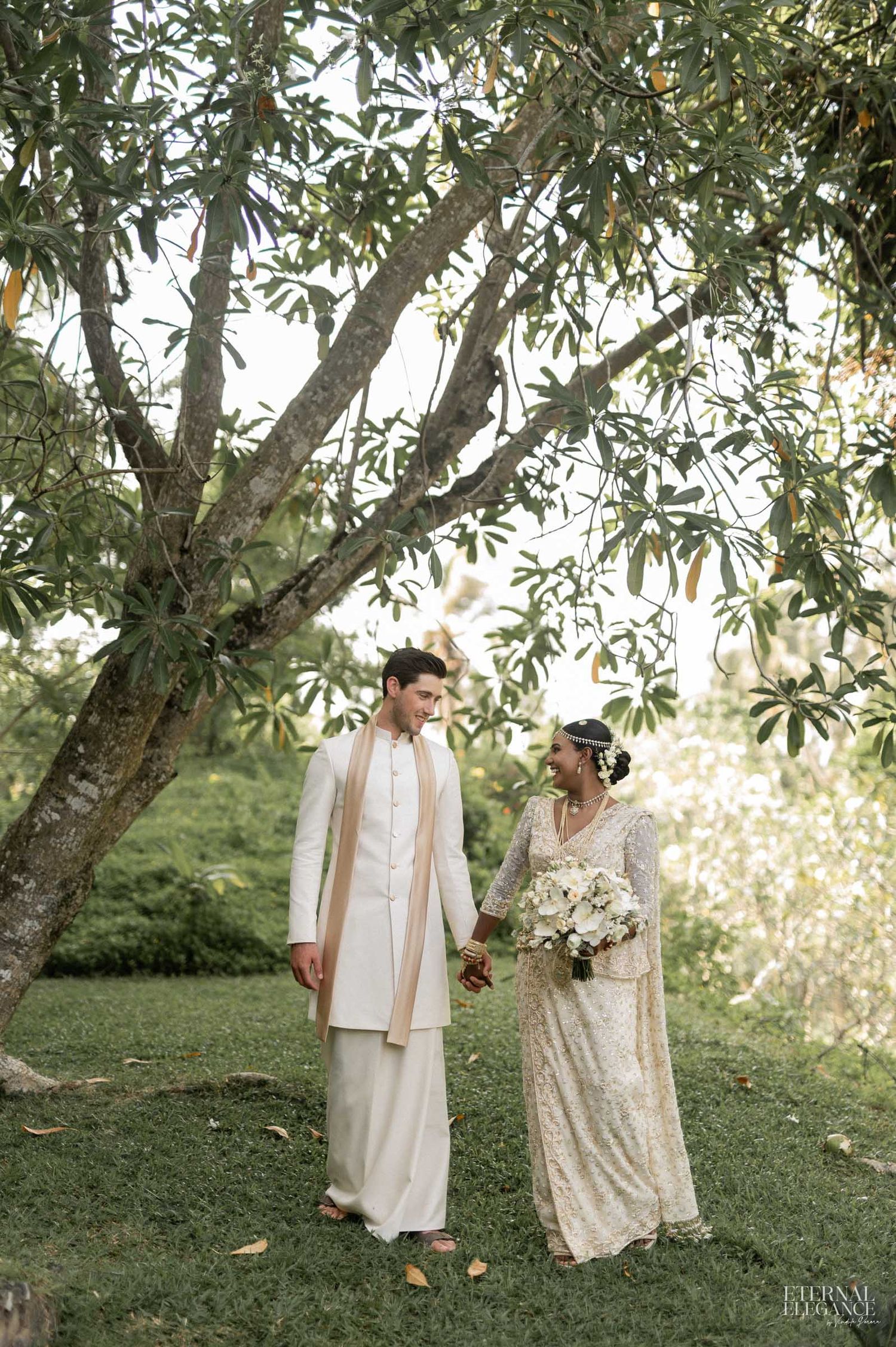 Candid destination wedding moment between bride and groom Natural wedding moments captured in Sri Lanka wedding photography