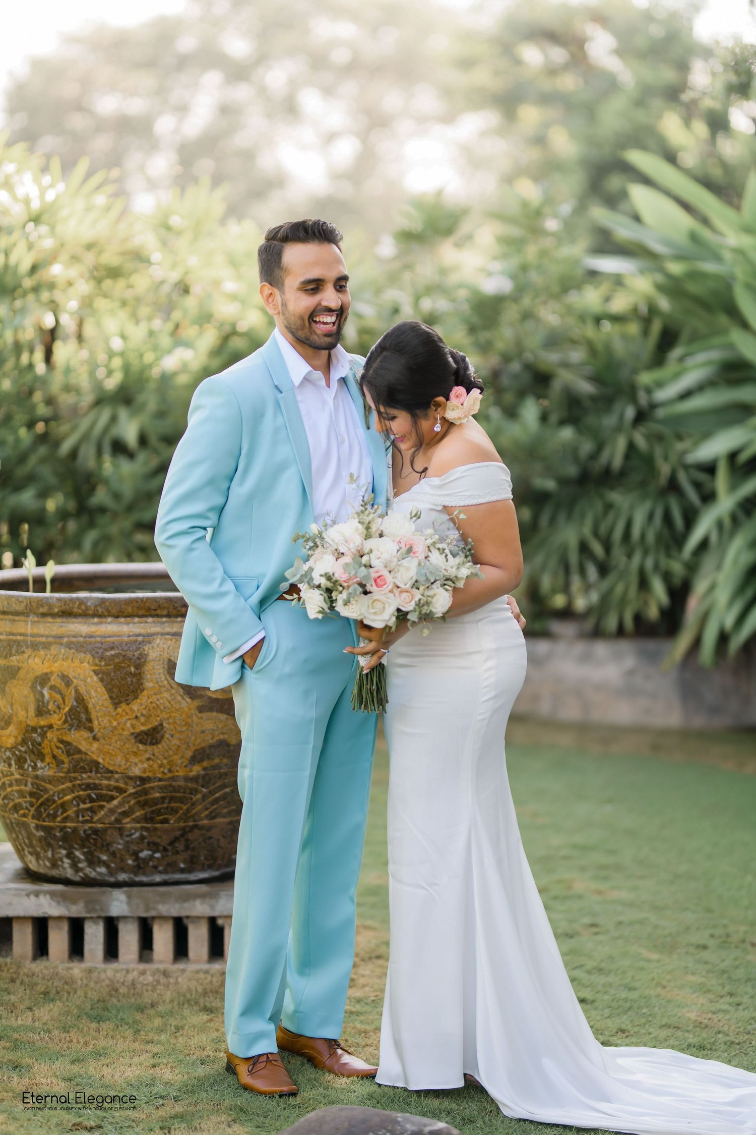 Candid destination wedding moment between bride and groom Natural wedding moments captured in Sri Lanka wedding photography