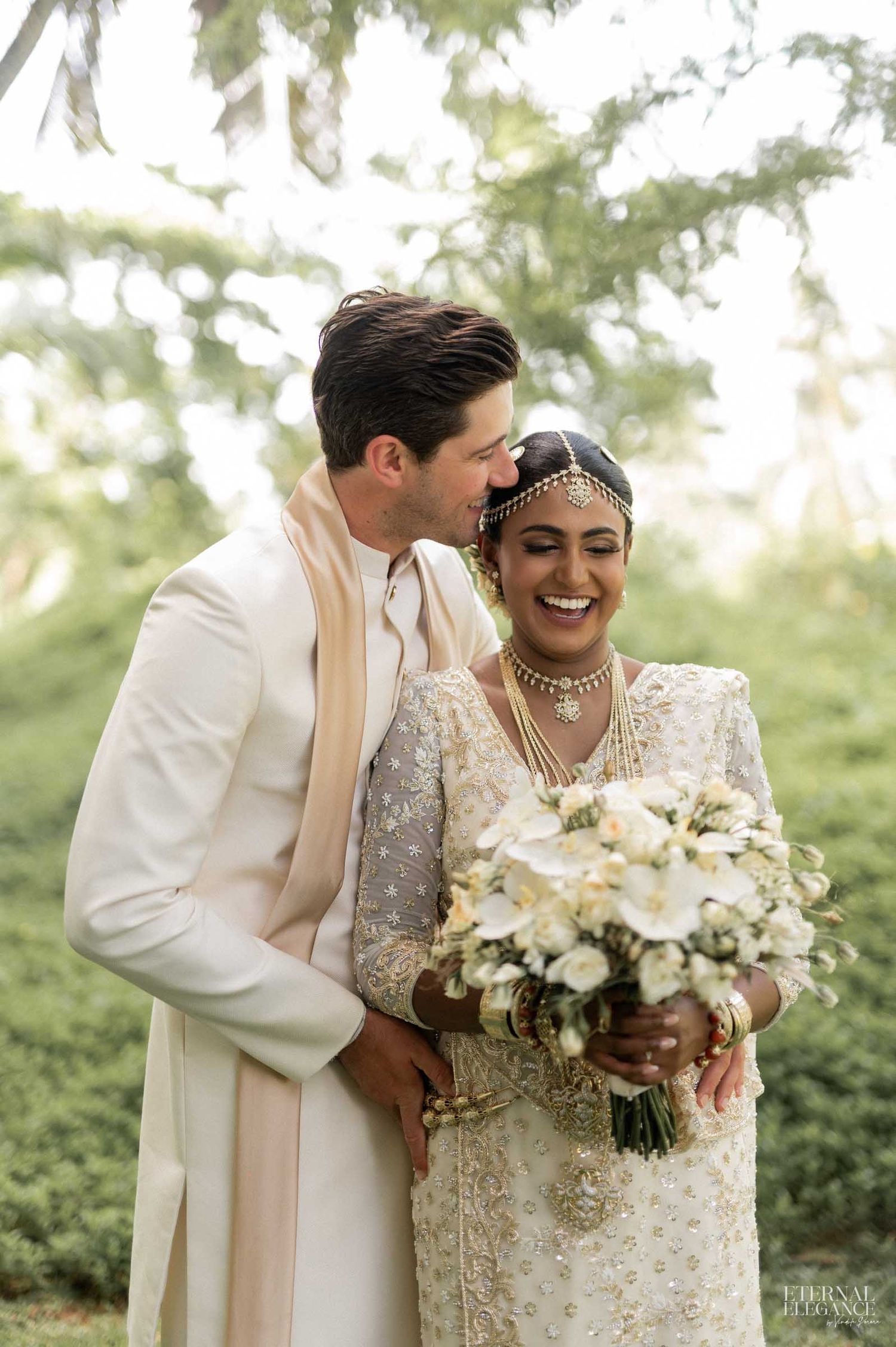 Candid destination wedding moment between bride and groom Natural wedding moments captured in Sri Lanka wedding photography