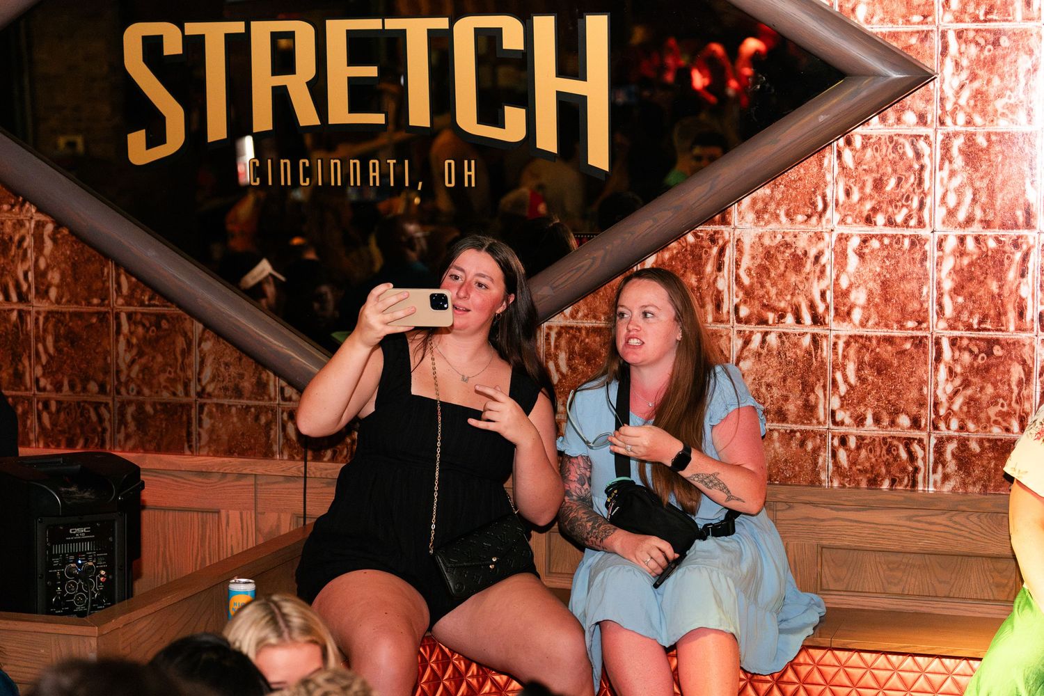 Two women taking selfie at Stretch bar in Cincinnati, OH.