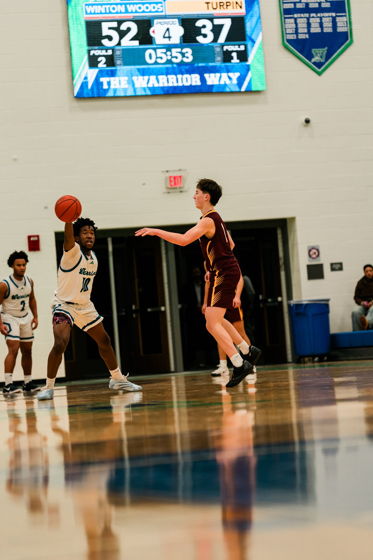Winton Woods leads Turpin 52-37 with 5:53 remaining in a high school basketball game.