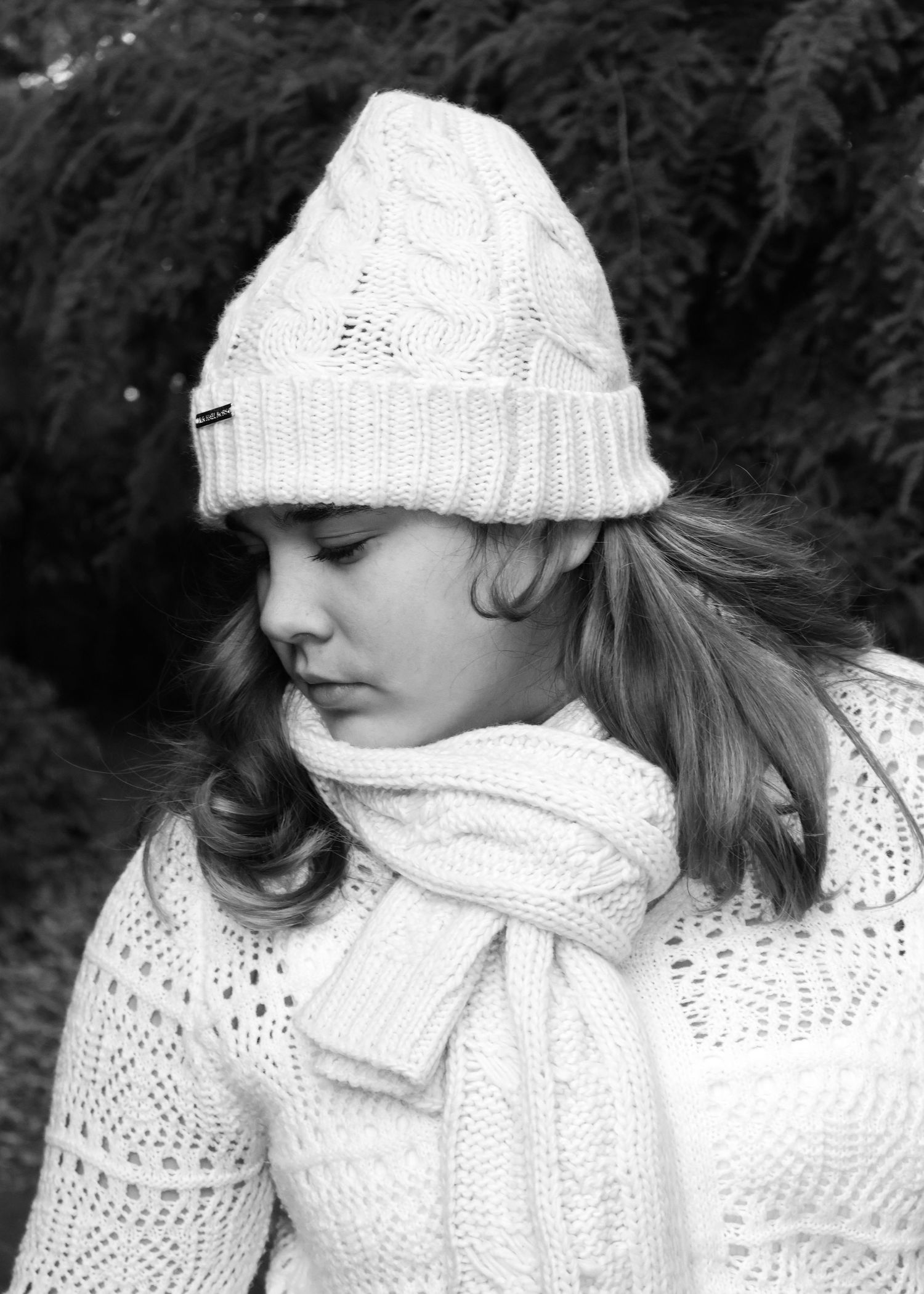 Black and white headshot of a female.