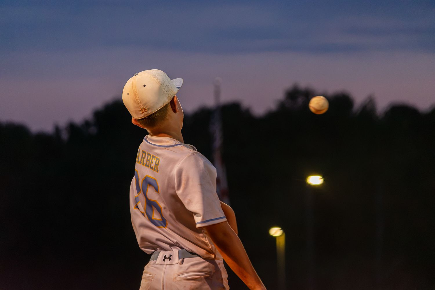 Night Baseball Fielding Sports Action Shot