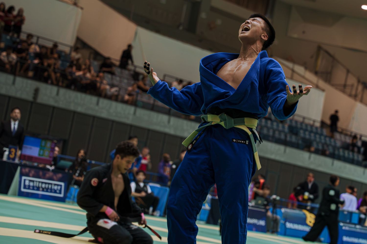 Professional combat sports photography capturing athletes competing in martial arts event with dynamic action and authentic emotion.