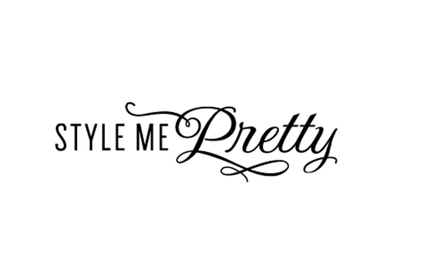 Style Me Pretty logo design featuring elegant script text on a white banner.