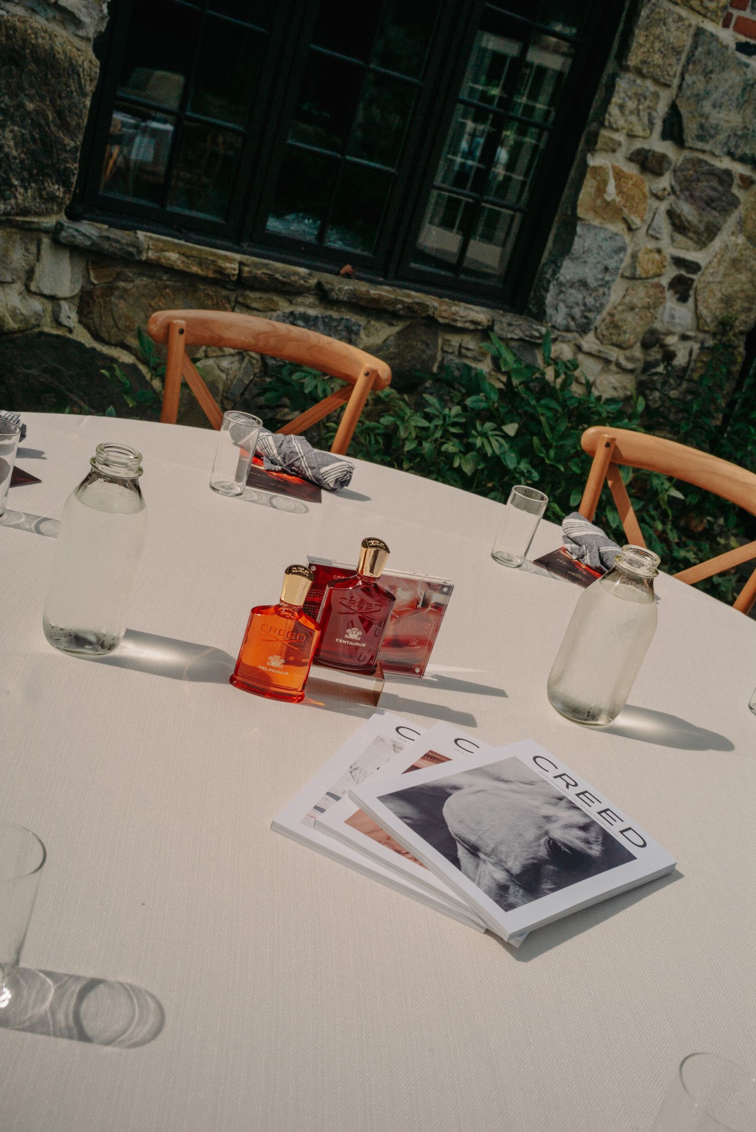 Tablescape for a luxury fragrance branded event