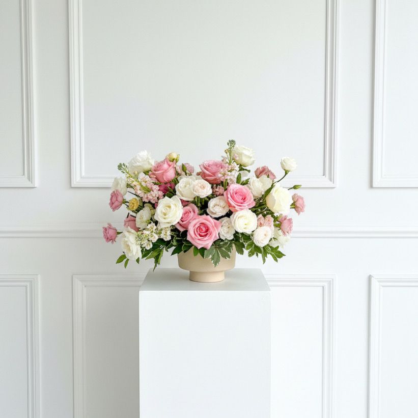 Pink and white flower centerpiece