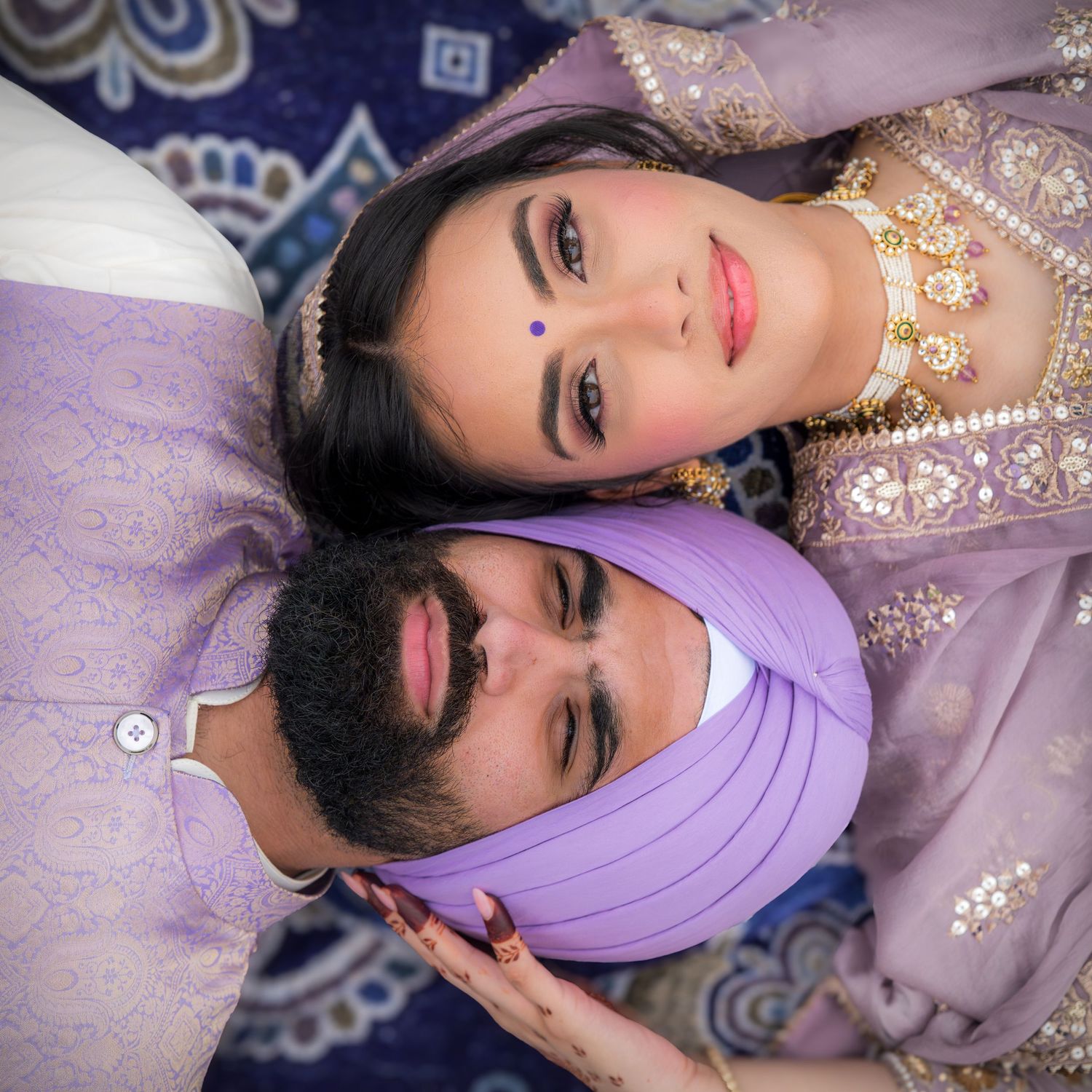 Detailed close-up portraits showcasing traditional Indian bridal makeup and jewelry.