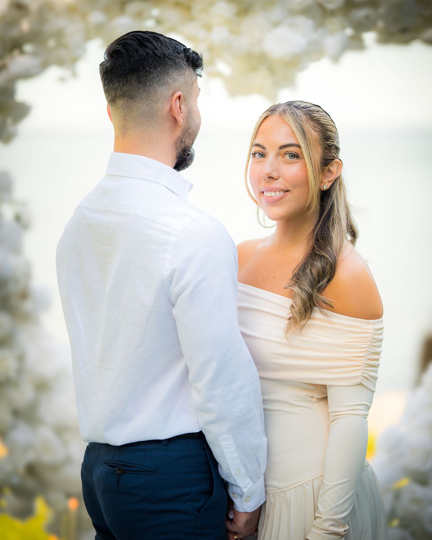 Elegant couple sharing intimate moments during their wedding dance.