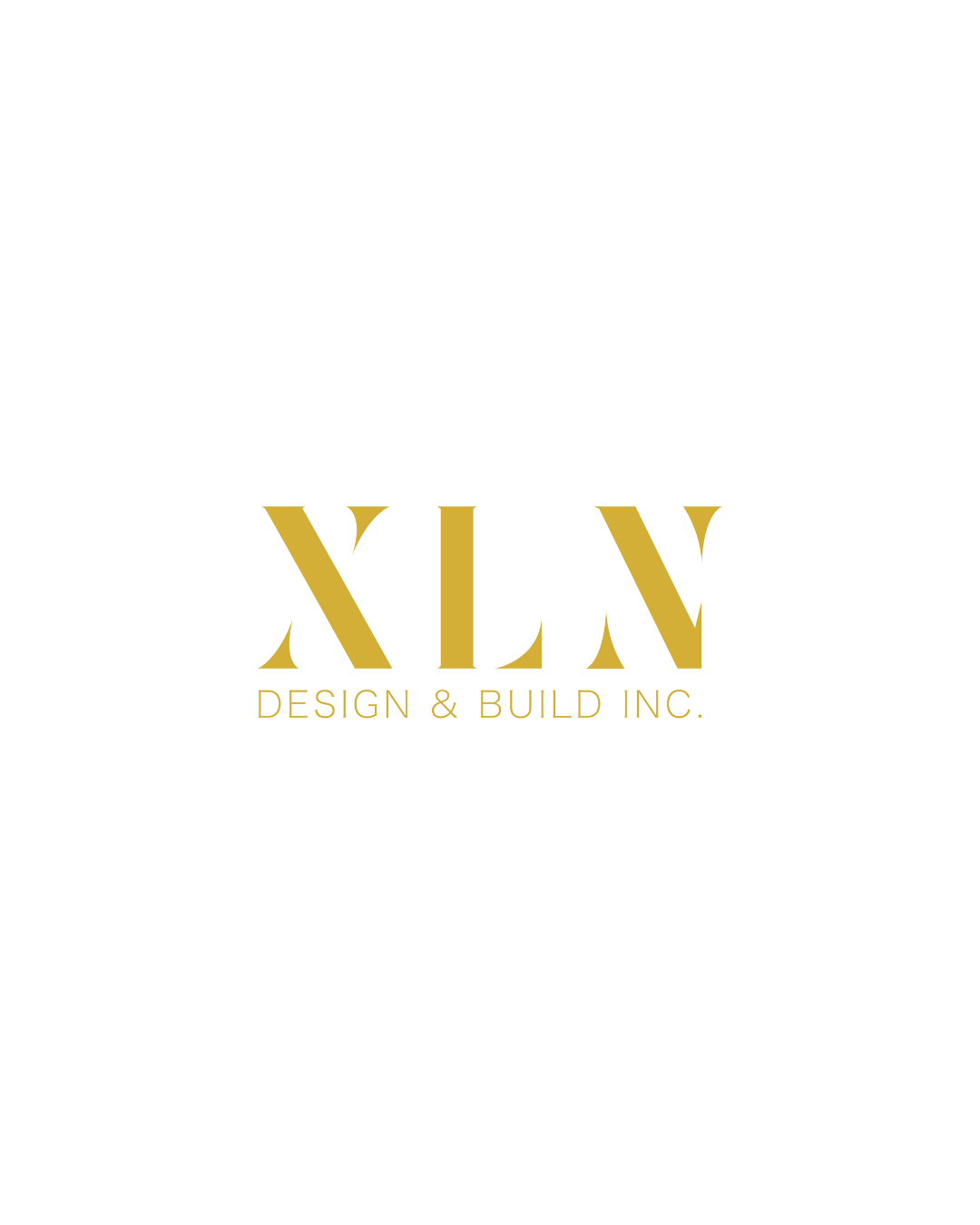 Modern gold and white KLN Design & Build Inc. company logo on a clean white background.