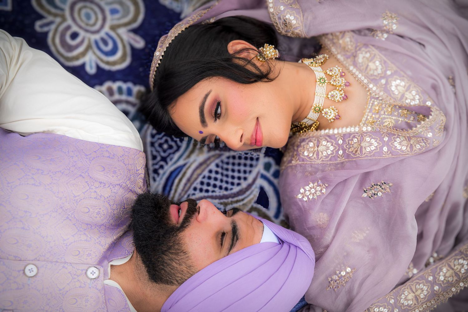 Artistic close-up portraits highlighting intricate details of traditional South Asian wedding fashion.