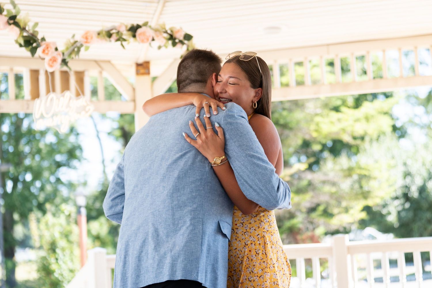 Nelstudios photographs an engagement shoot for a couple in Westchester, NY where they hug one another.