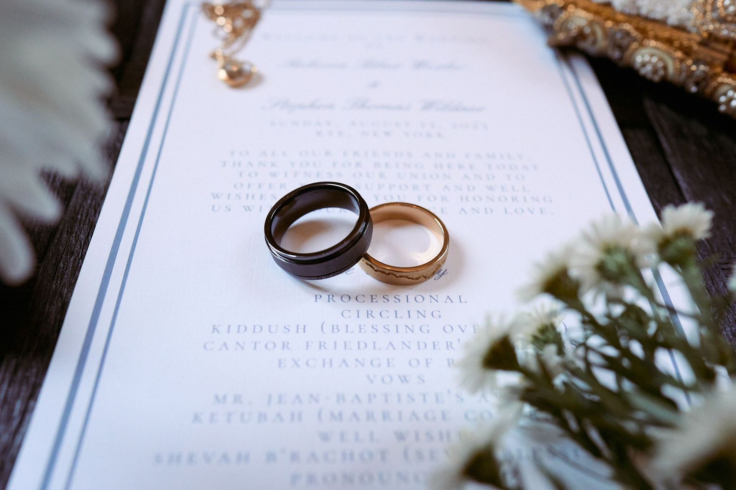Nelstudios photographs the wedding rings at Whitby Castle, Rye, Westchester, NY.