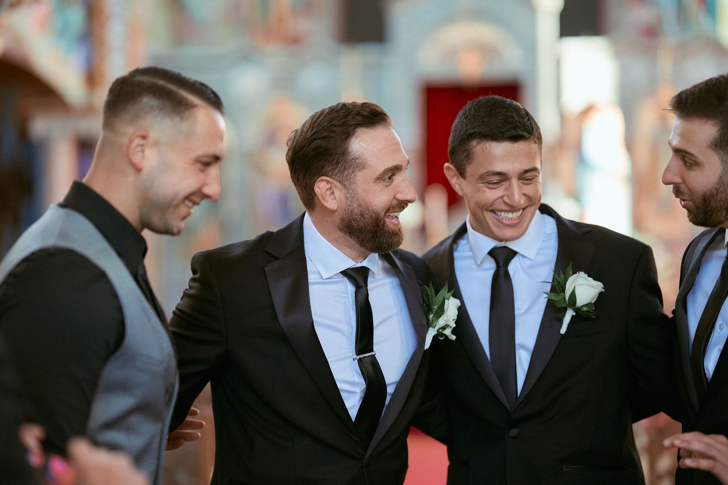 Nelstudios photographs a groom in Westchester, NY, where he hangs out with his boys before the wedding ceremony.