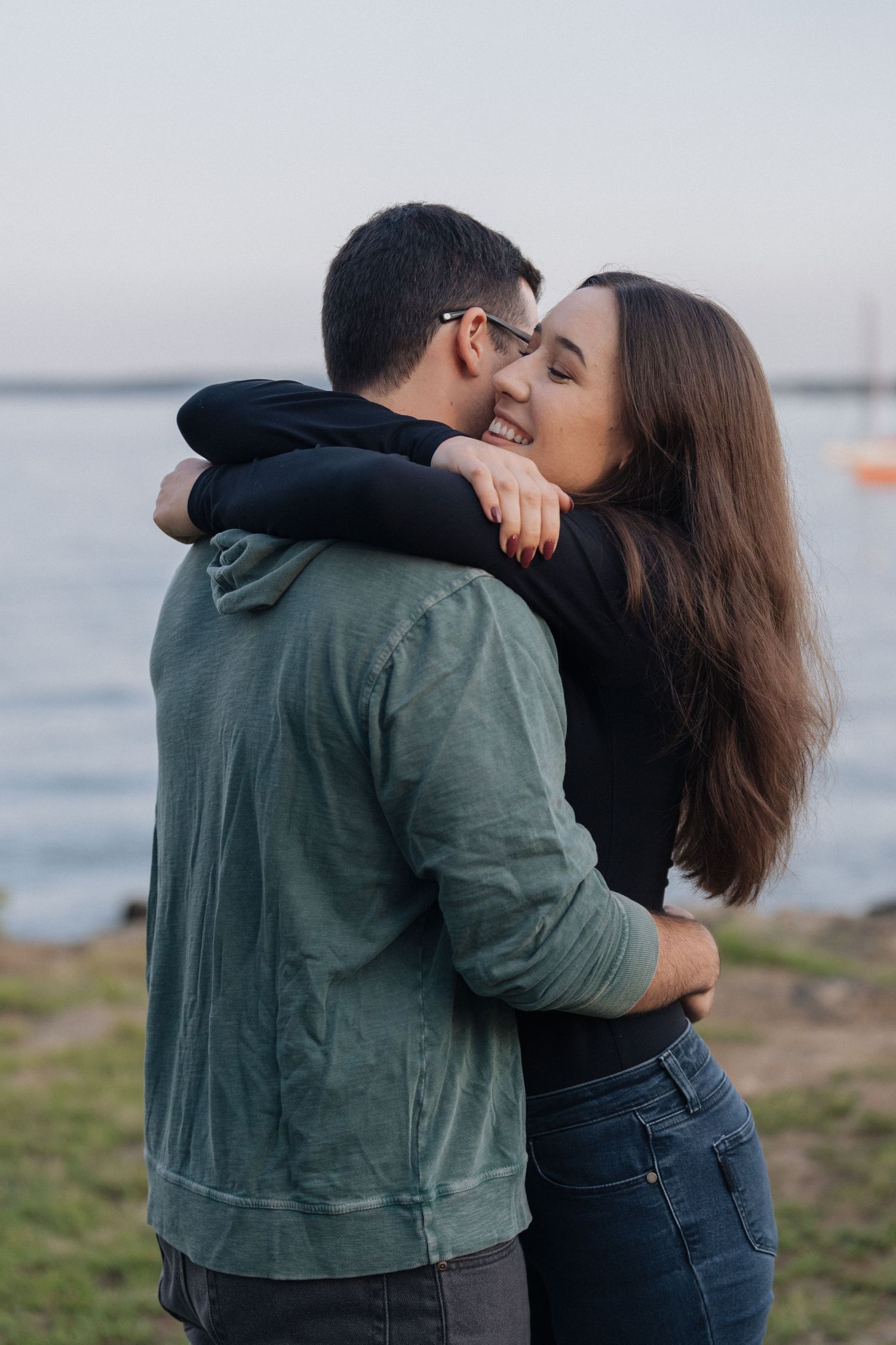 Nelstudios captures a natural, candid moment of a couple during their engagement at Larchmont in Westchester, NY.