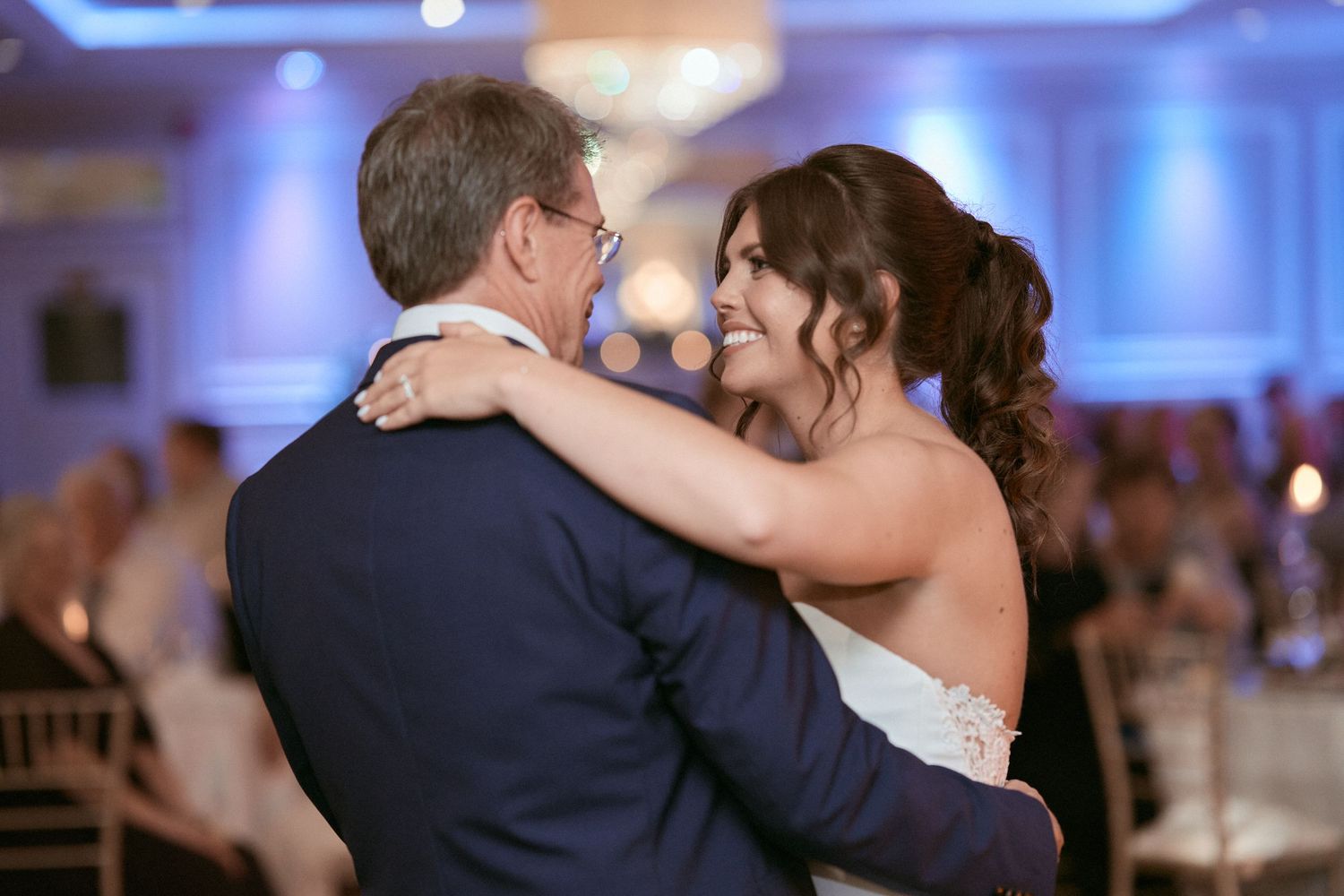 Nelstudios photographs a bride and her dad at the Briarcliff Manor in Westchester, NY, where they naturally take their first dance.