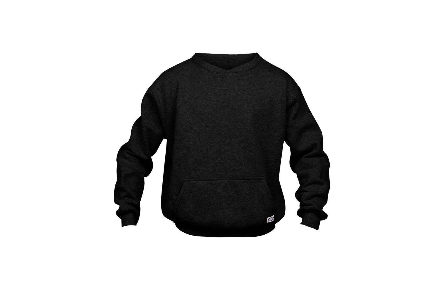 Three black hooded sweatshirts arranged in a row showing front and back views against a white background.