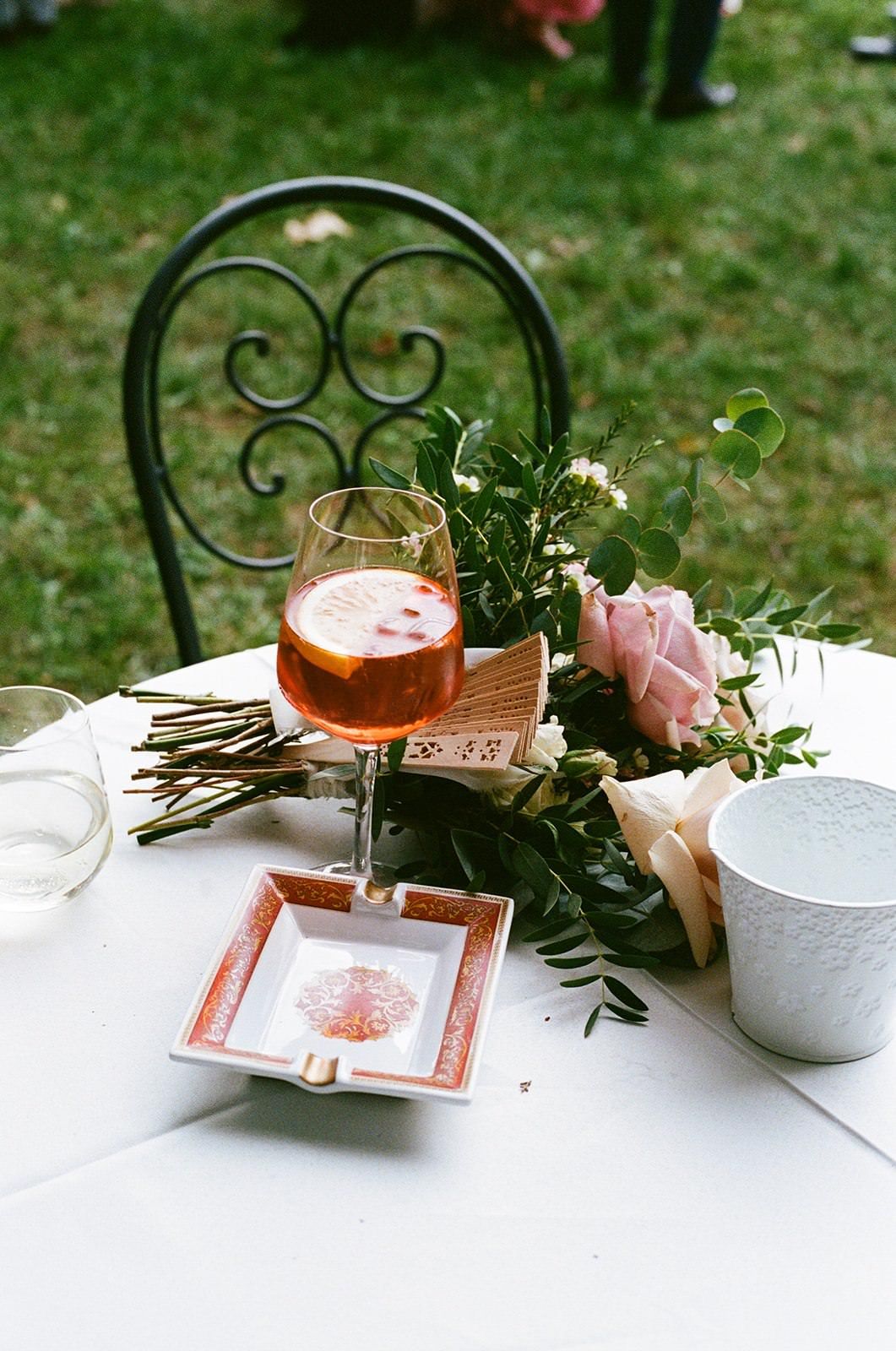Close up of the details at at Villa Pellegrini wedding in Italy on 35mm Film.