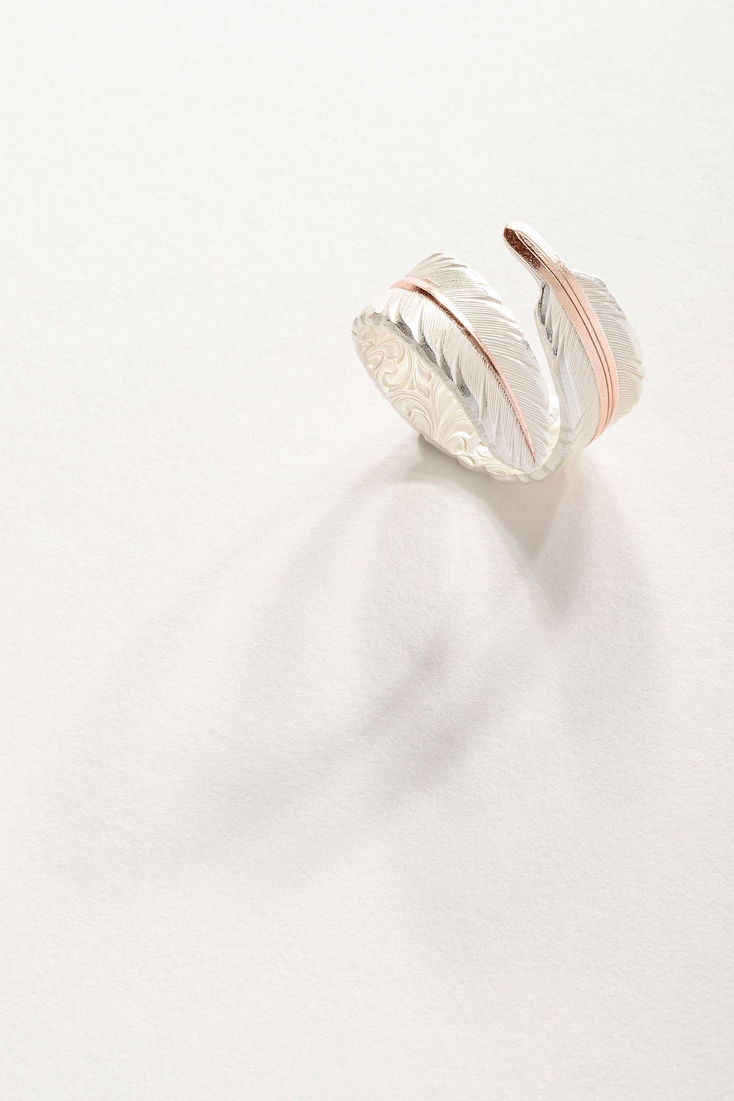Montana Silversmith's silver feather ring. Western jewelry. Product photography.