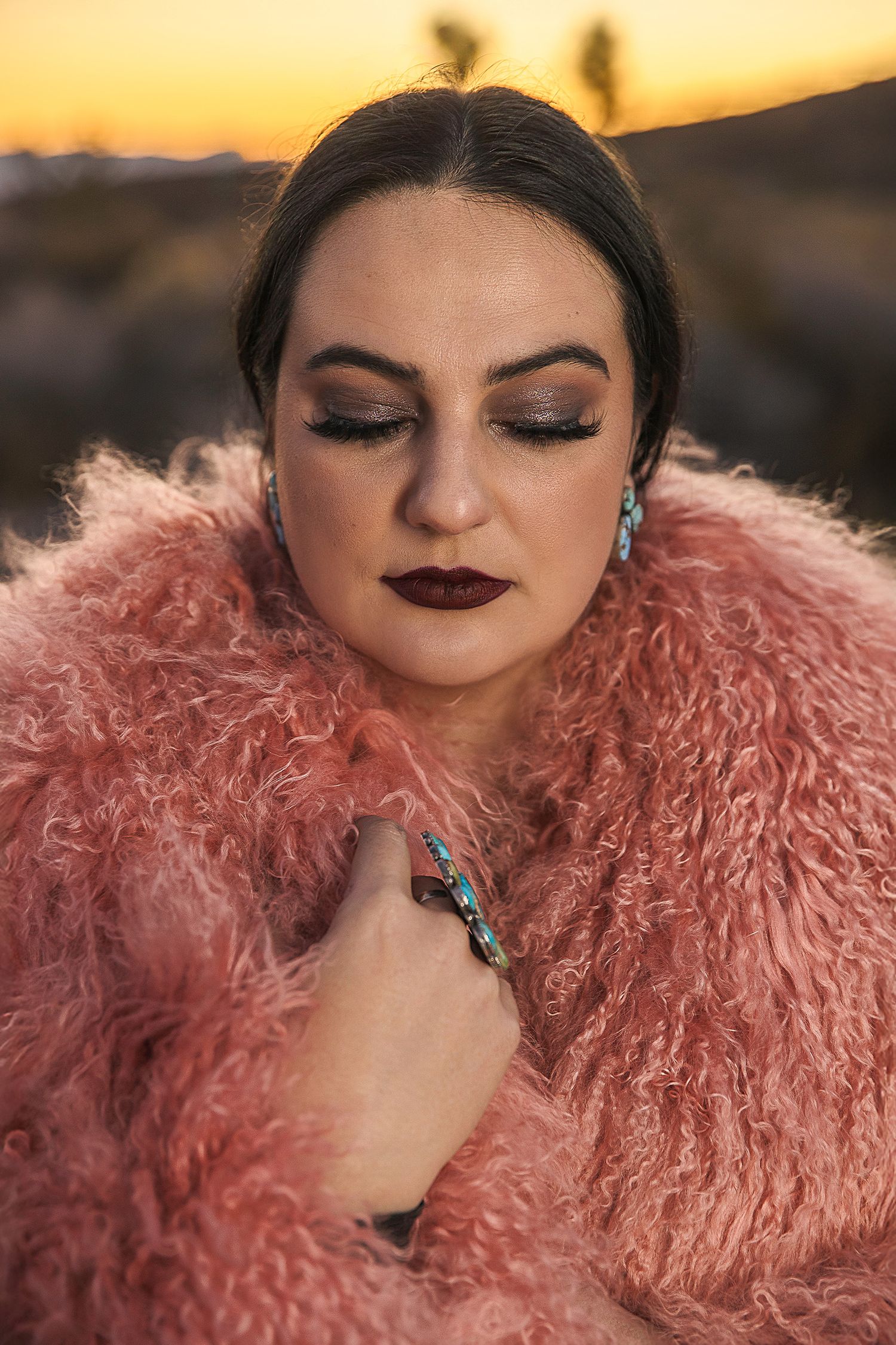 Andrea Thorpe wearing Double D Ranch, DDR, Western jacket and jewelry. Editorial, fashion, portrait photography.