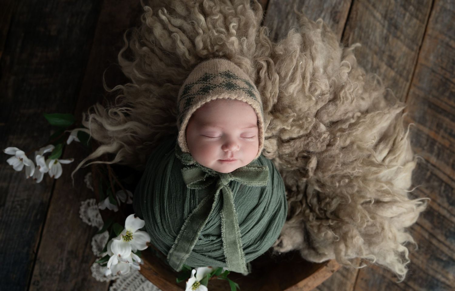 Baby with cute bonnet. Newborn photography Baby pictures. Madison, WI