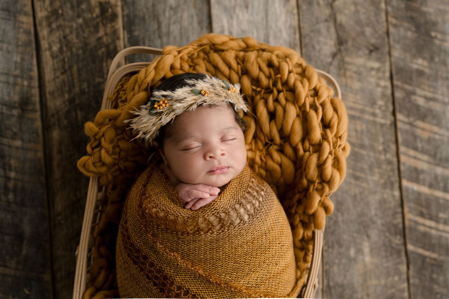 Baby wrapped in soft blanket, newborn photography, Madison studio