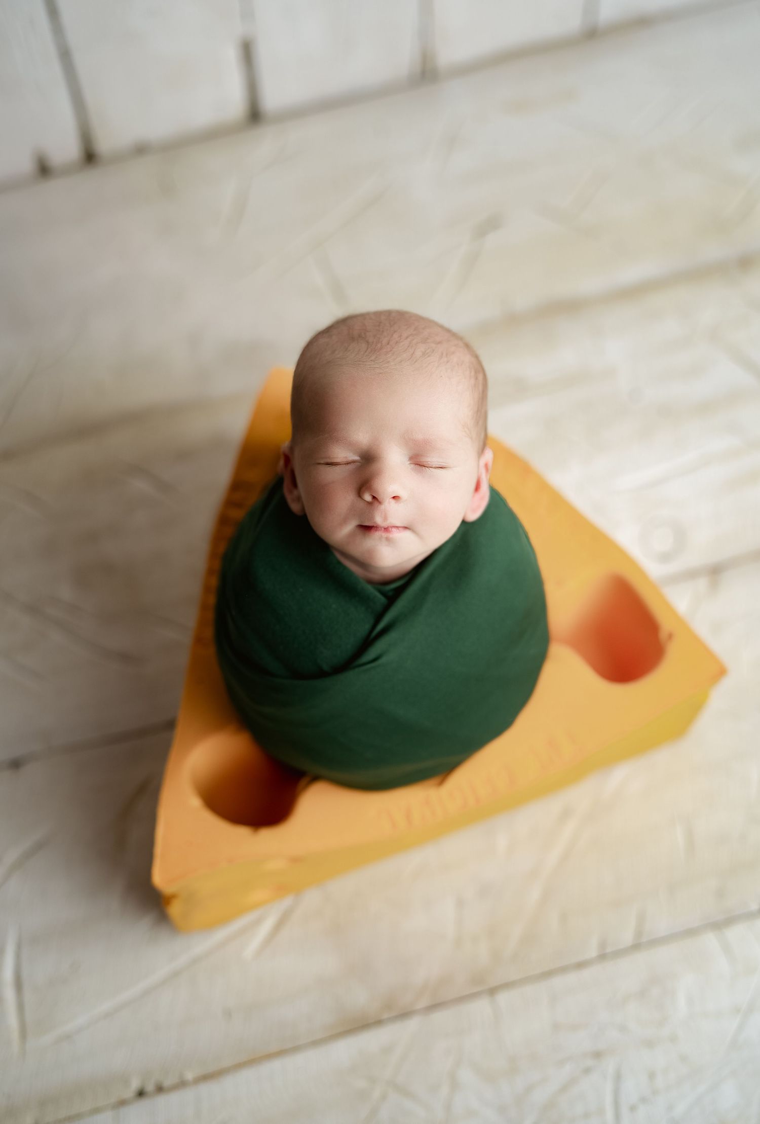 Go Packers! Cheese head inspired newborn photo. Hatched Newborns, Madison, WI