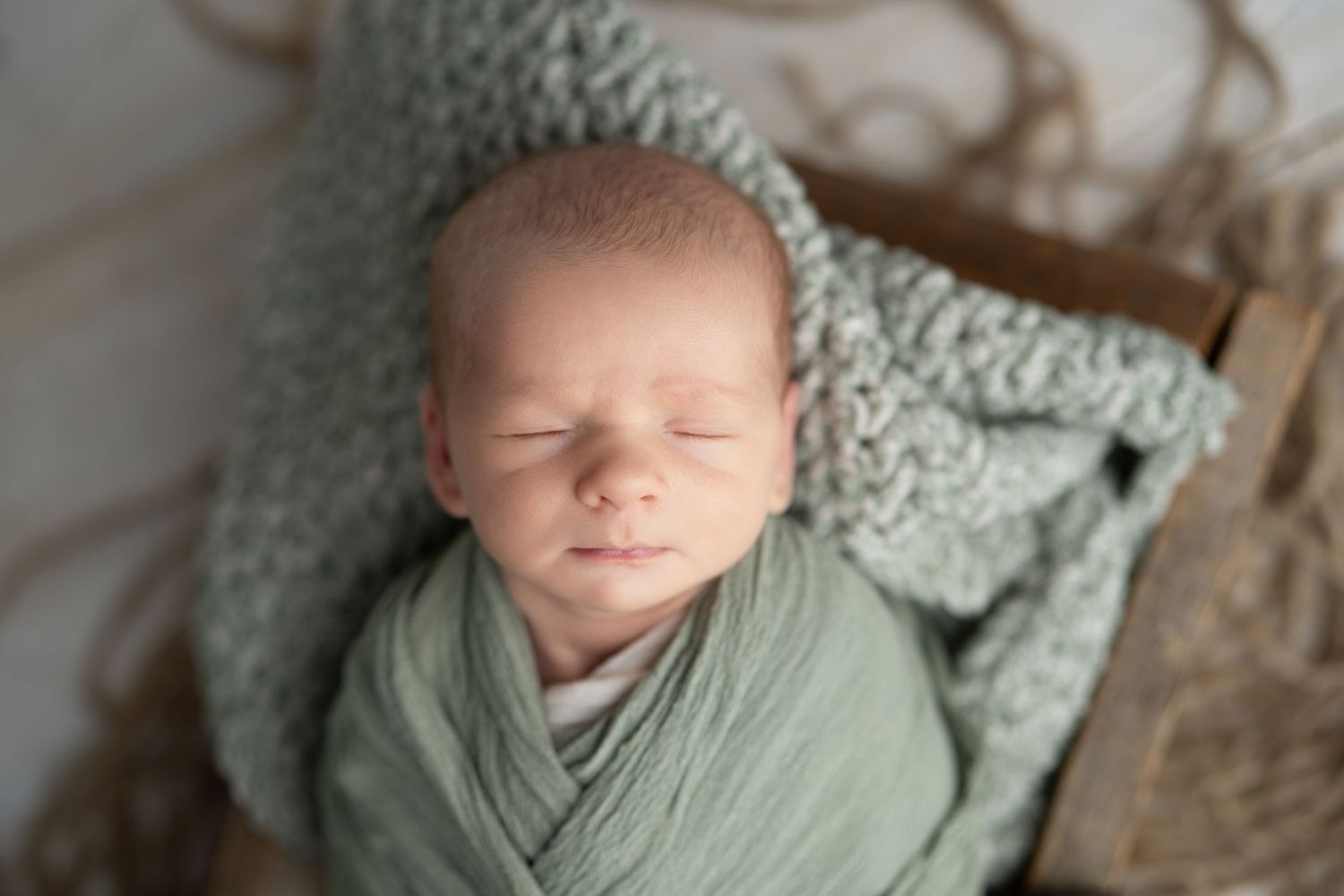 Cozy newborn setup with props, Hatched Newborns Madison, WI