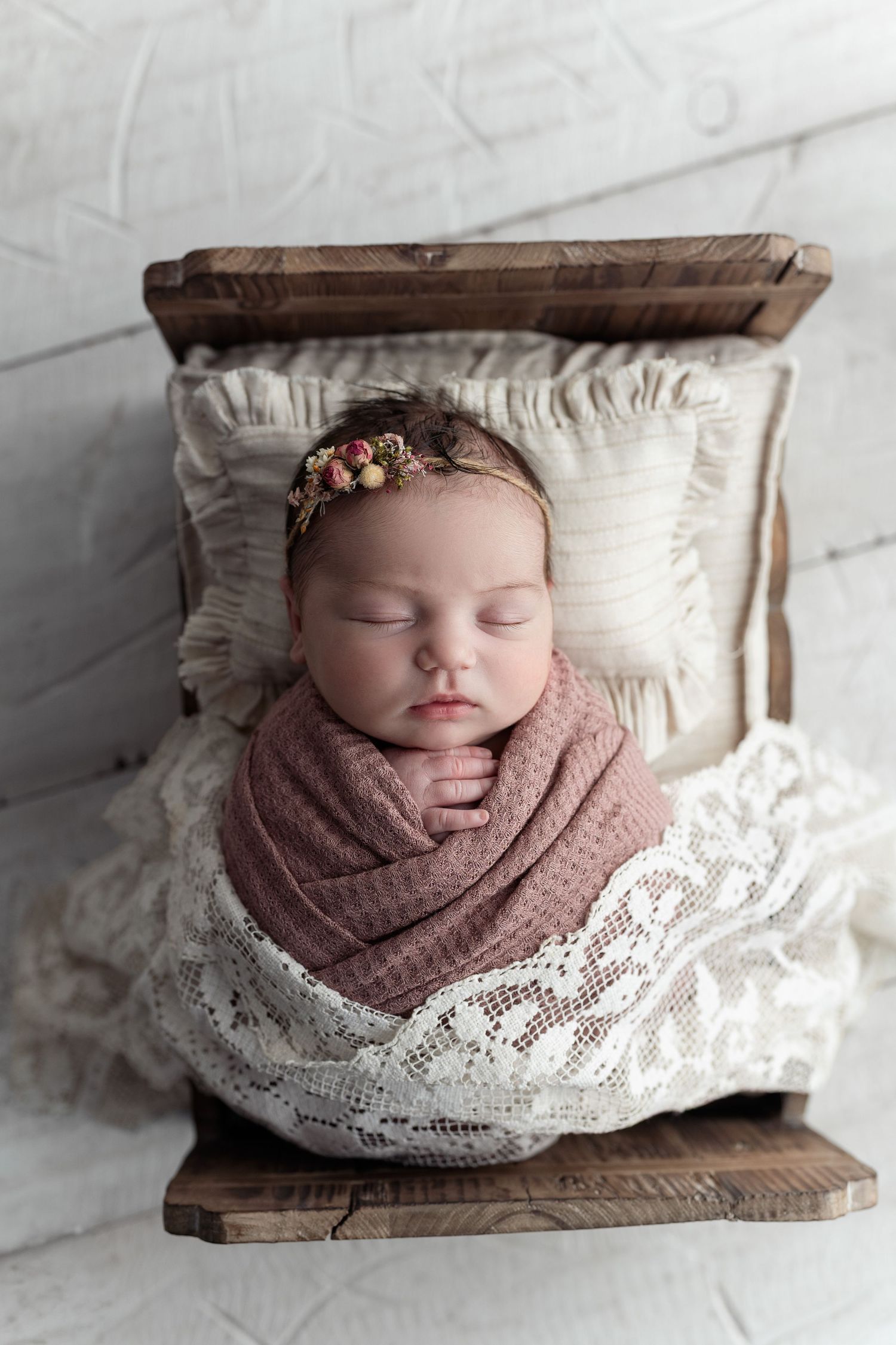 Newborn in bed. Newborn photography Baby pictures. Madison, WI