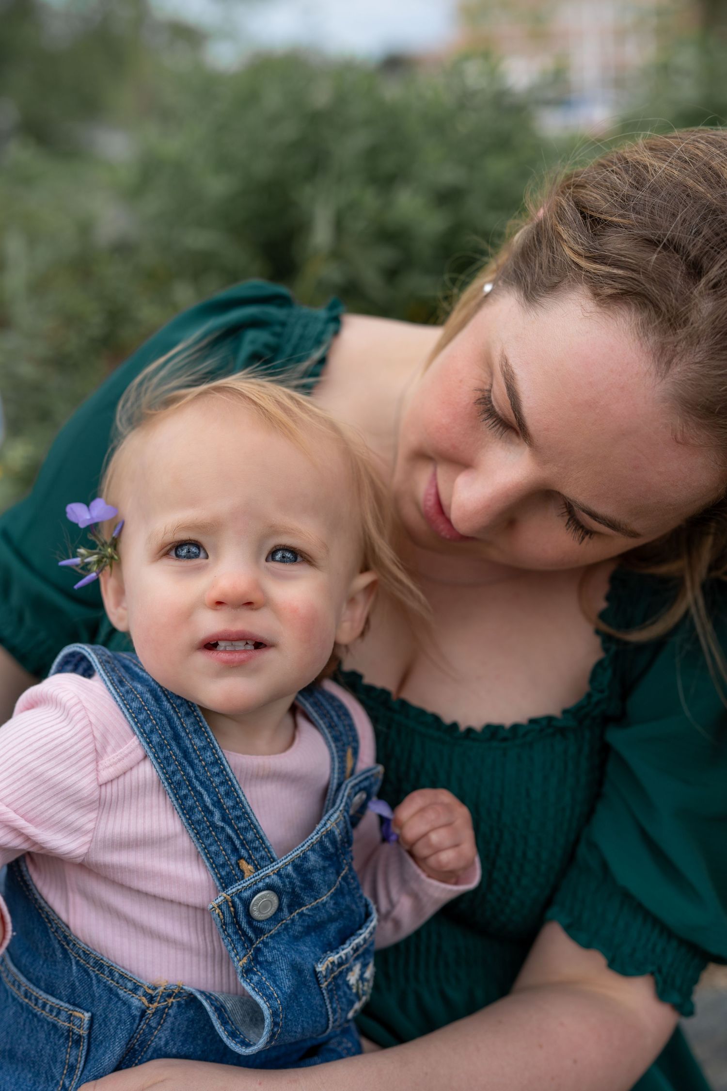 A tender moment captured in a series of close-up shots showing affection and connection.